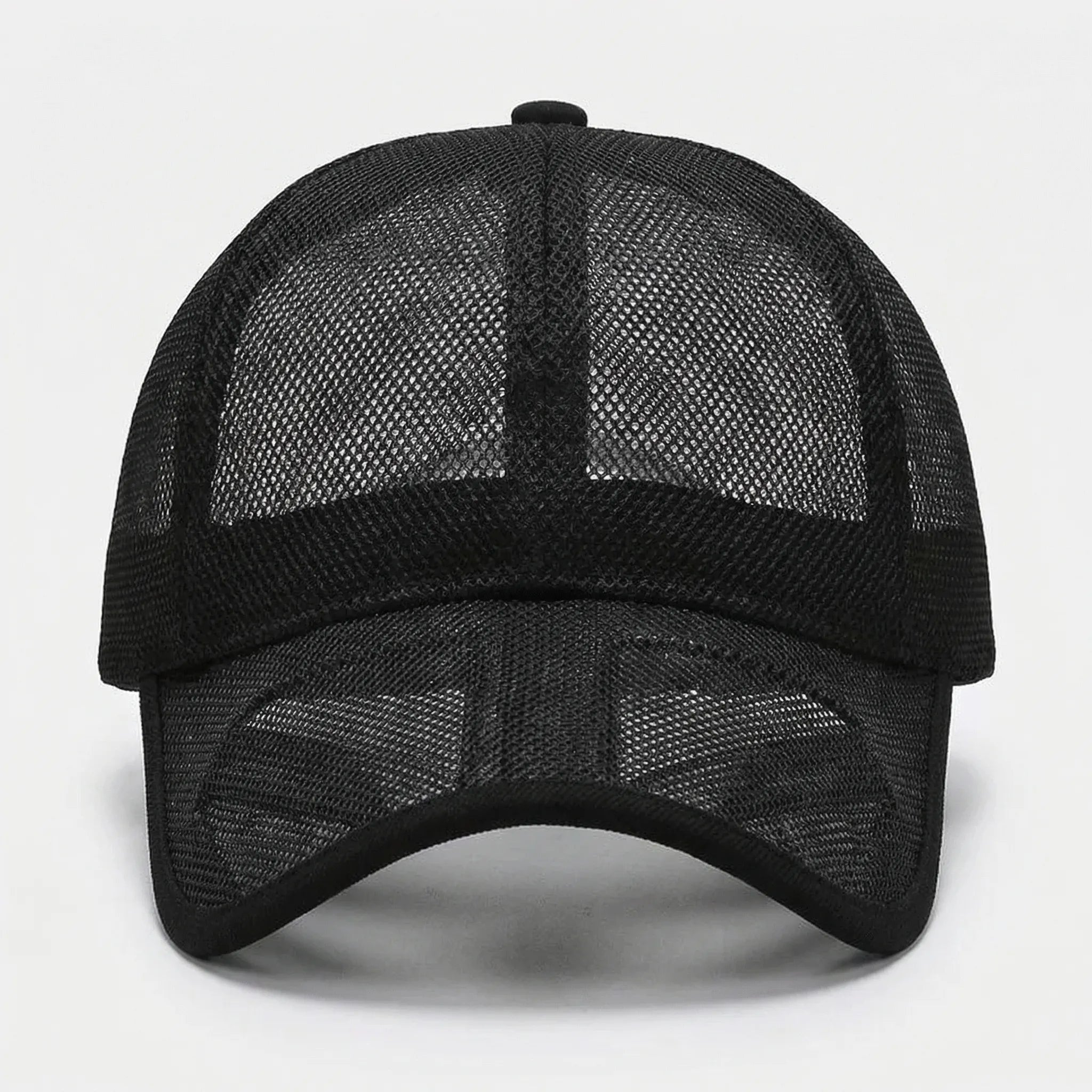 Full mesh baseball cap with open-weave construction and curved peak
