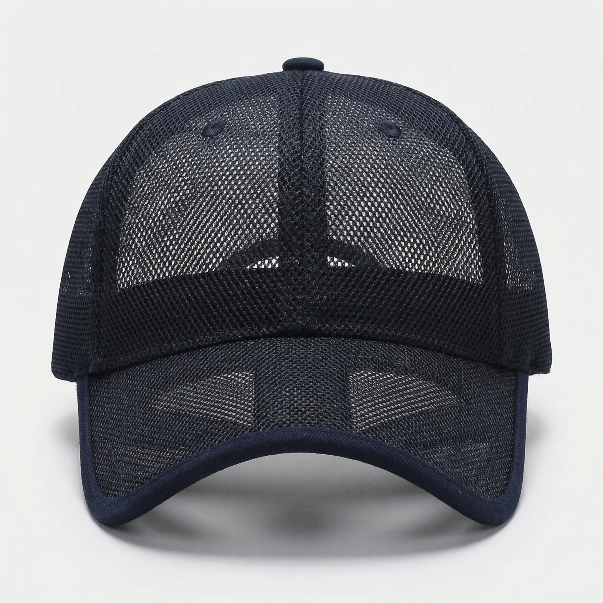 Full mesh baseball cap with open-weave construction and curved peak