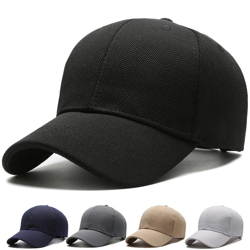 Minimalist baseball cap with adjustable flat peak and structured crown