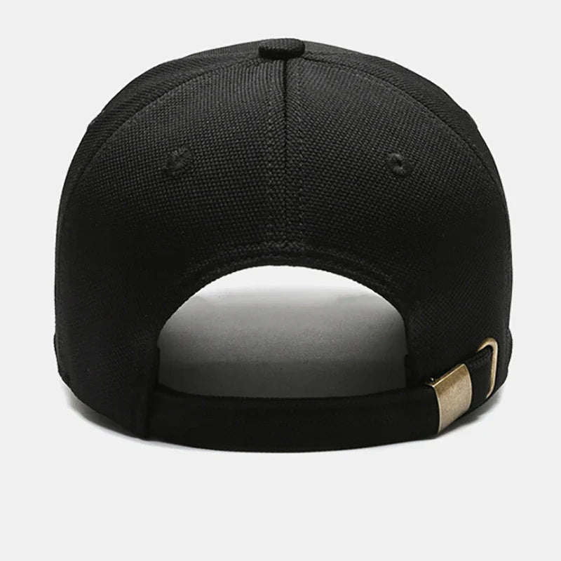Minimalist baseball cap with adjustable flat peak and structured crown