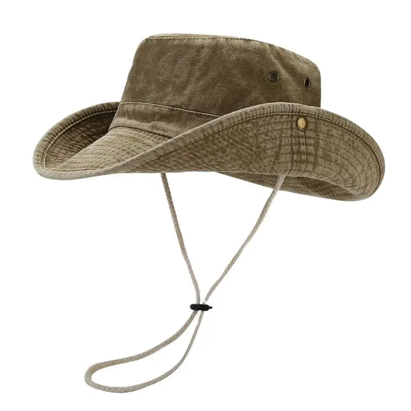 Unisex bucket hat with wide brim and flat top design for all-season outdoor wear