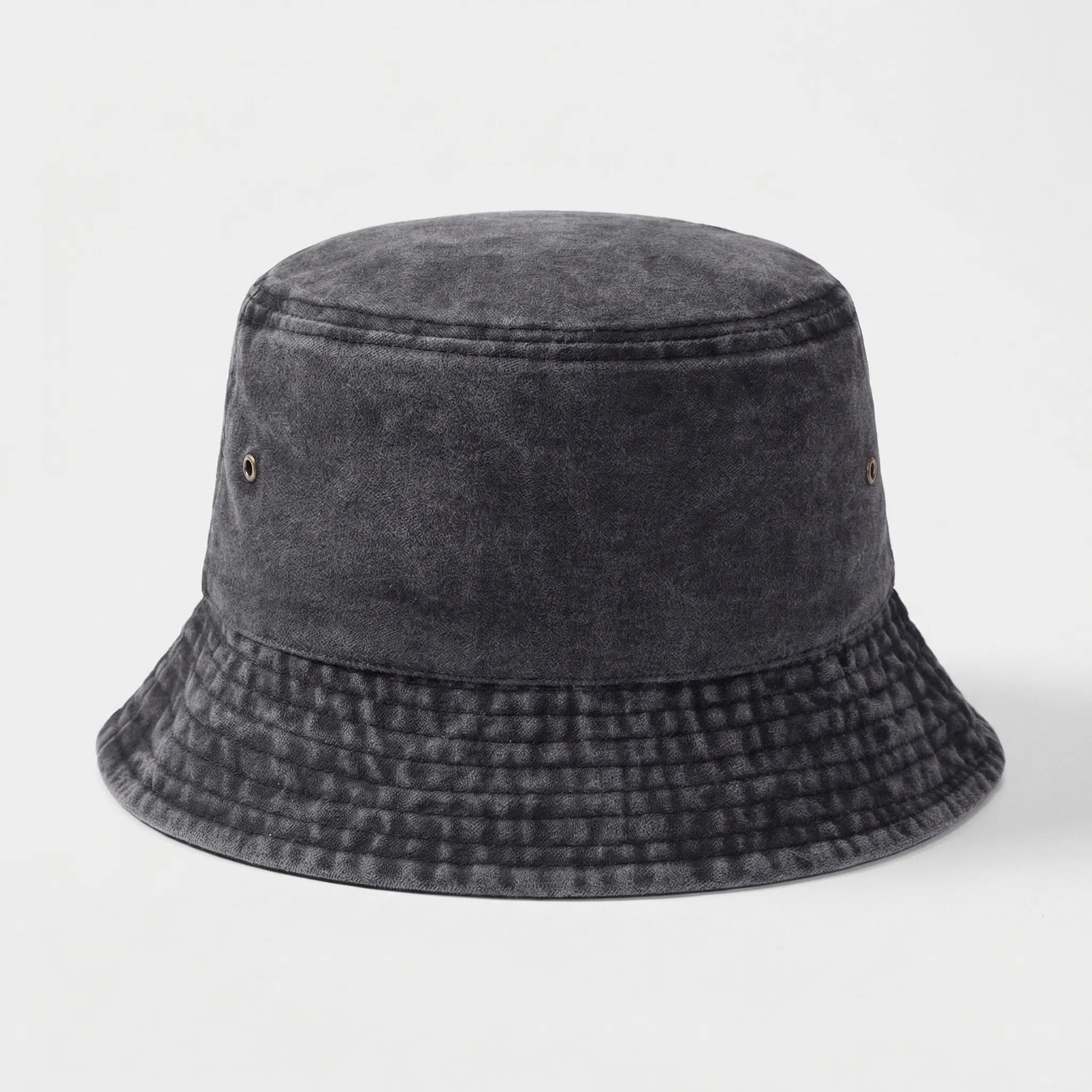 Unisex bucket hat with wide brim for sun protection, packable washed cotton
