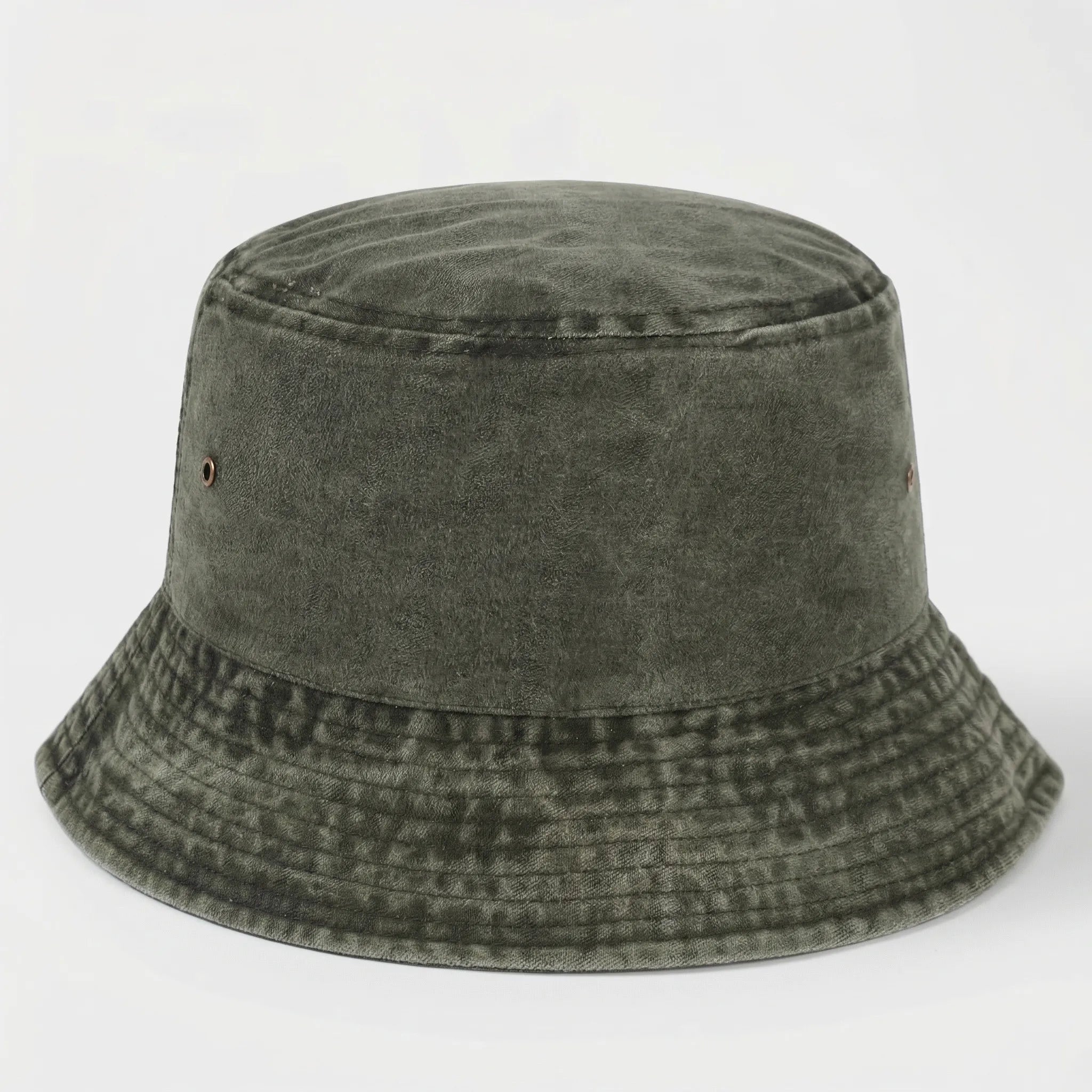 Unisex bucket hat with wide brim for sun protection, packable washed cotton