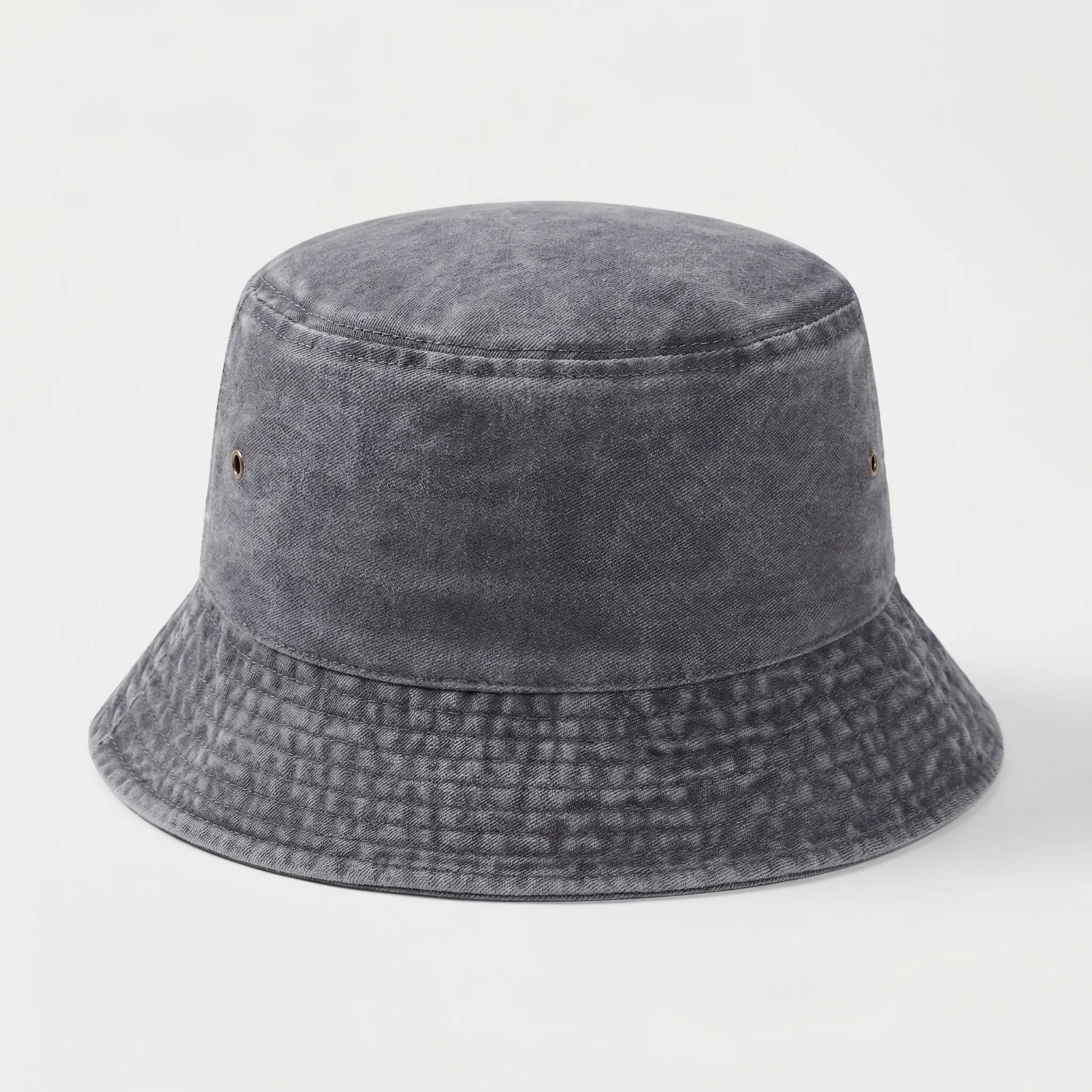Unisex bucket hat with wide brim for sun protection, packable washed cotton