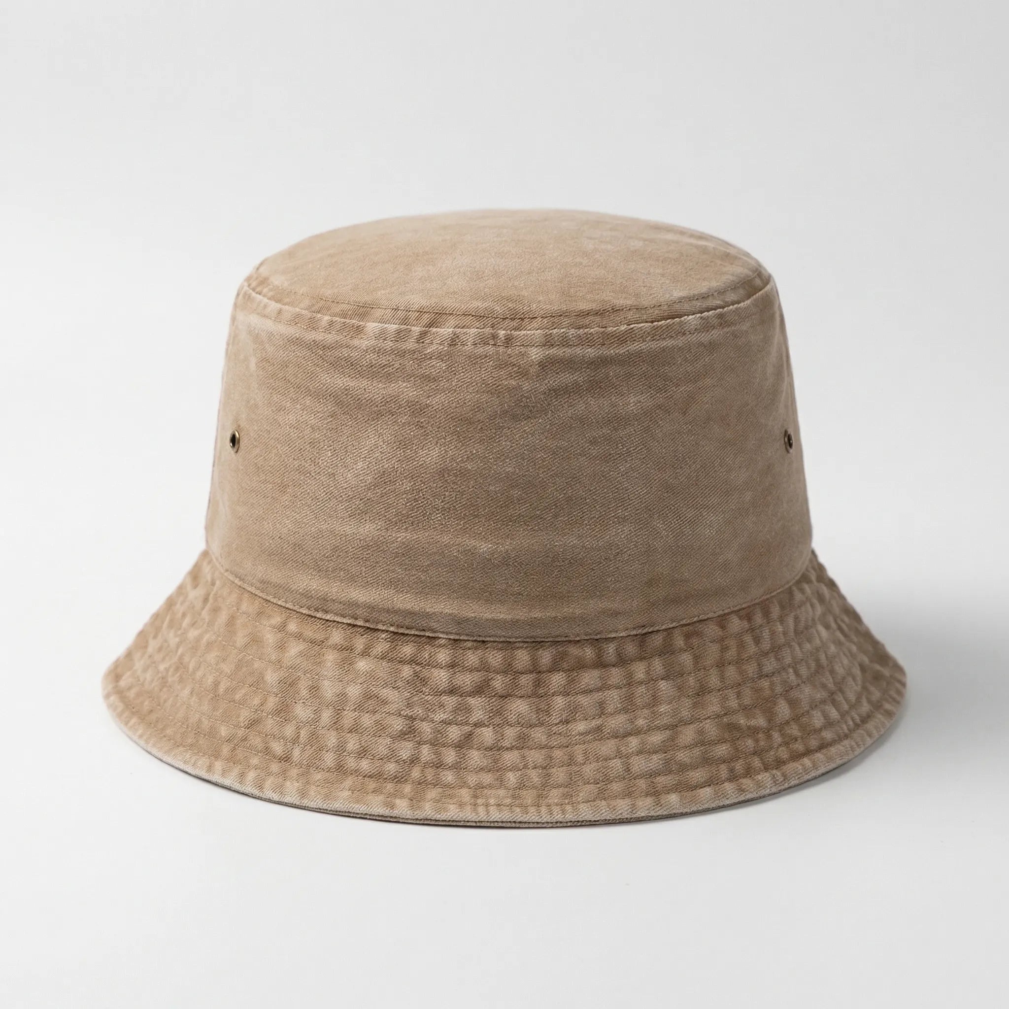 Unisex bucket hat with wide brim for sun protection, packable washed cotton