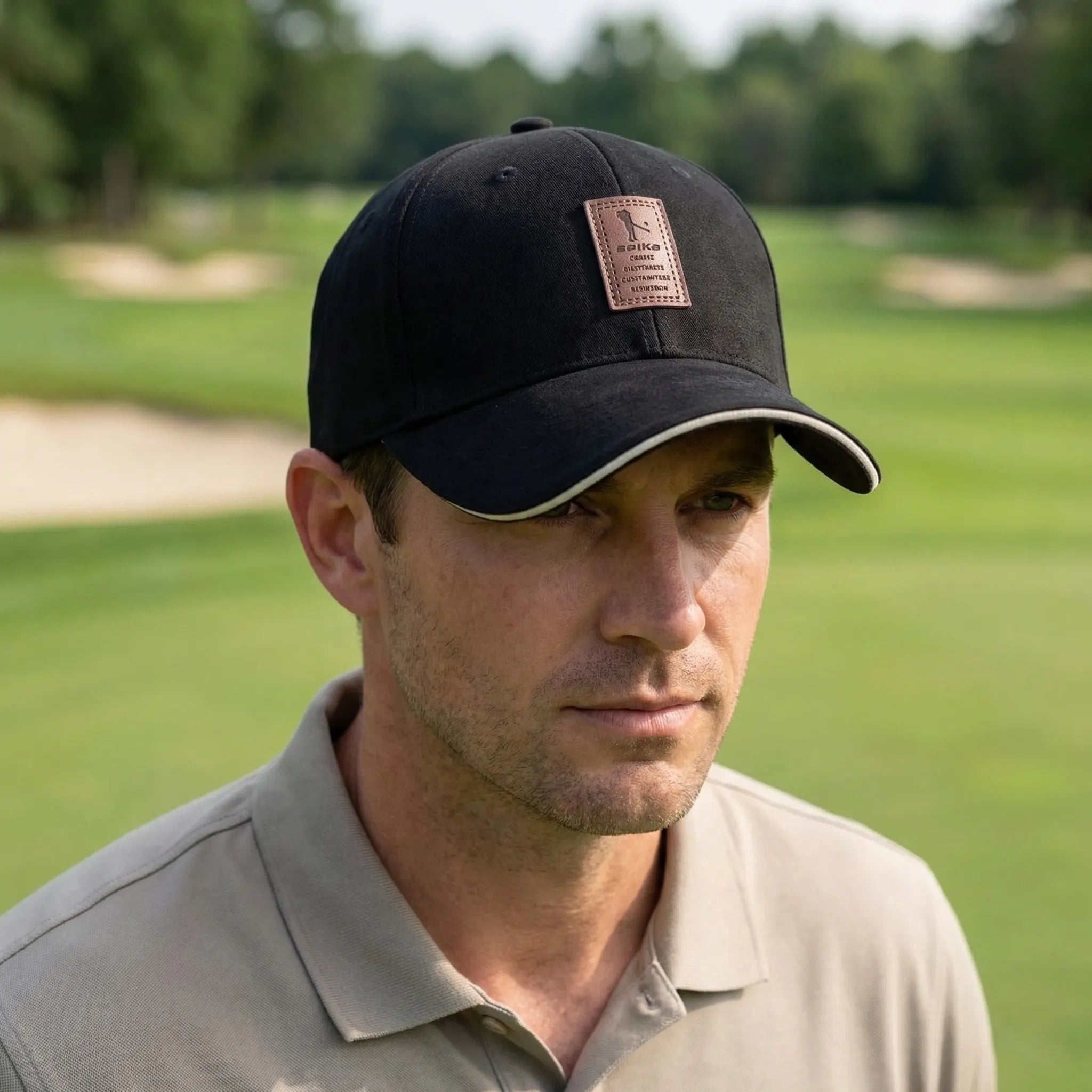 Men's adjustable baseball cap with structured peak and breathable fabric
