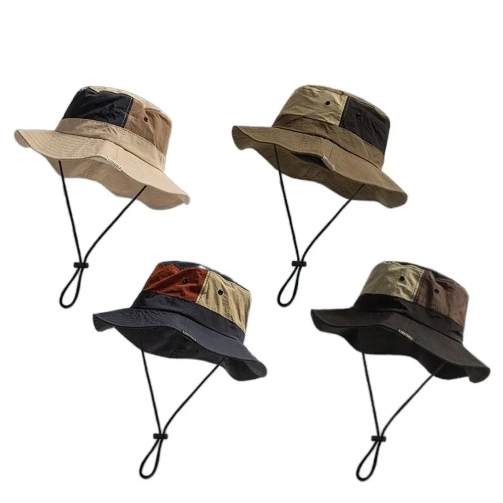 Wide-brim bucket hat with quick-dry fabric and UV protection
