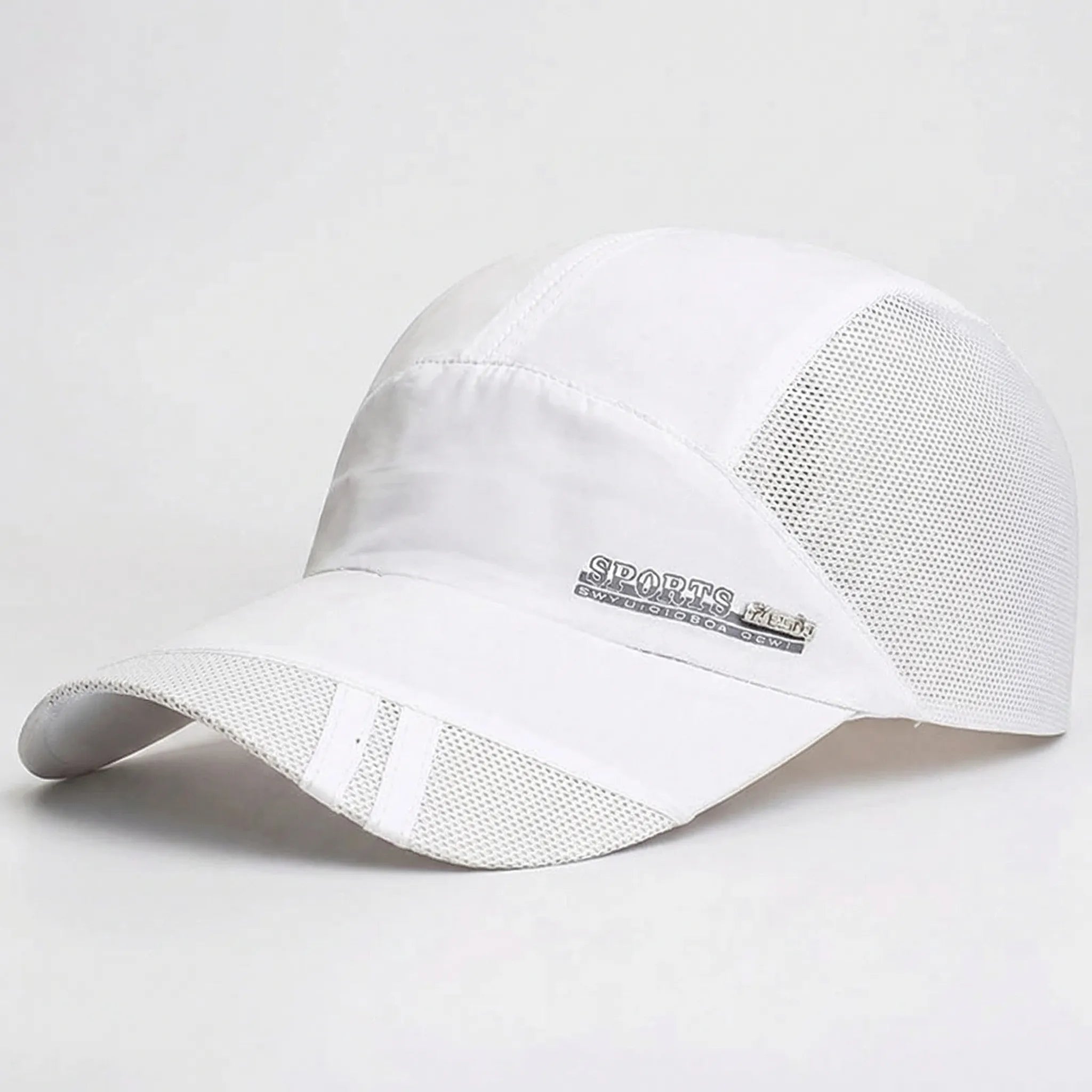 Breathable mesh baseball cap with quick-dry fabric and adjustable back strap