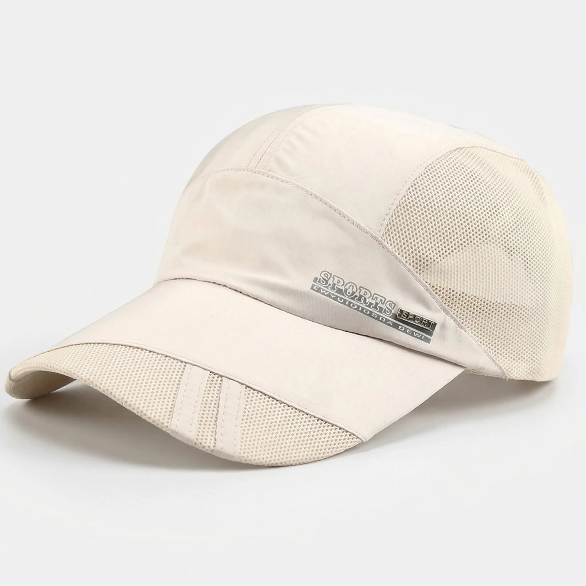 Breathable mesh baseball cap with quick-dry fabric and adjustable back strap