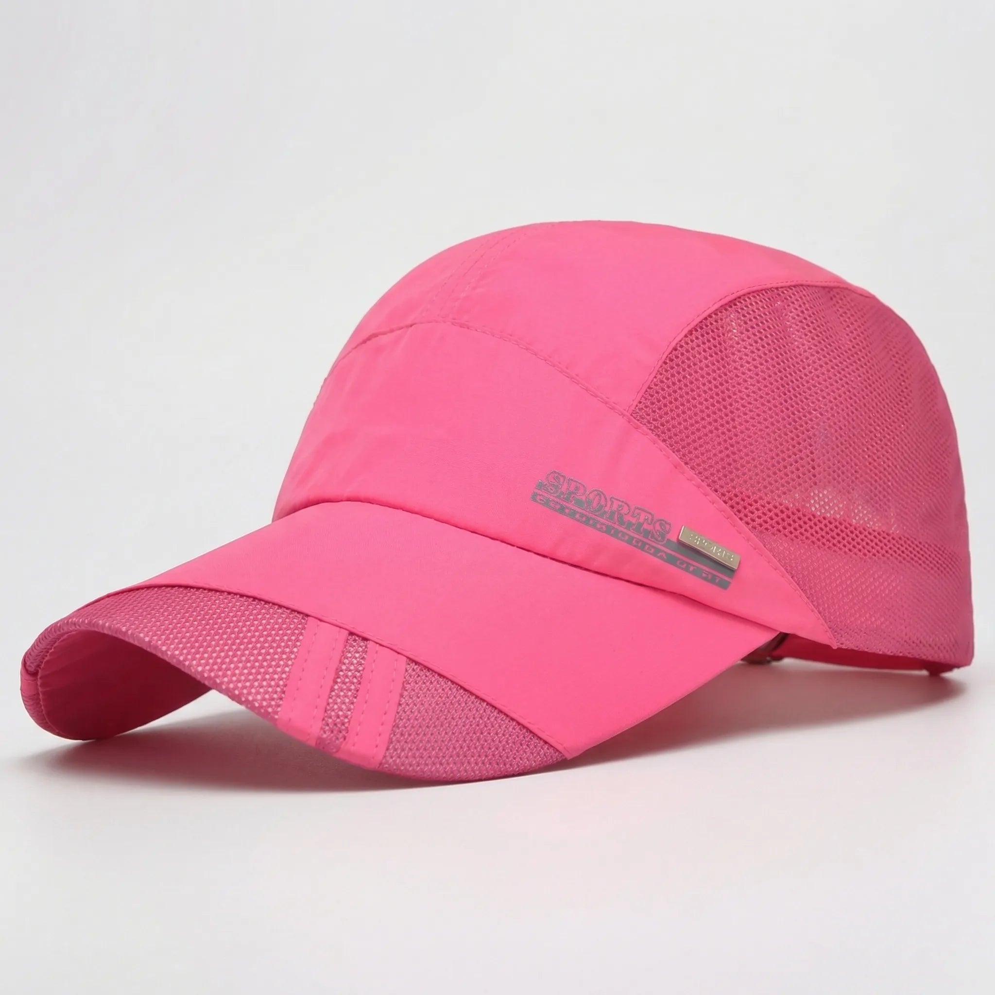 Breathable mesh baseball cap with quick-dry fabric and adjustable back strap