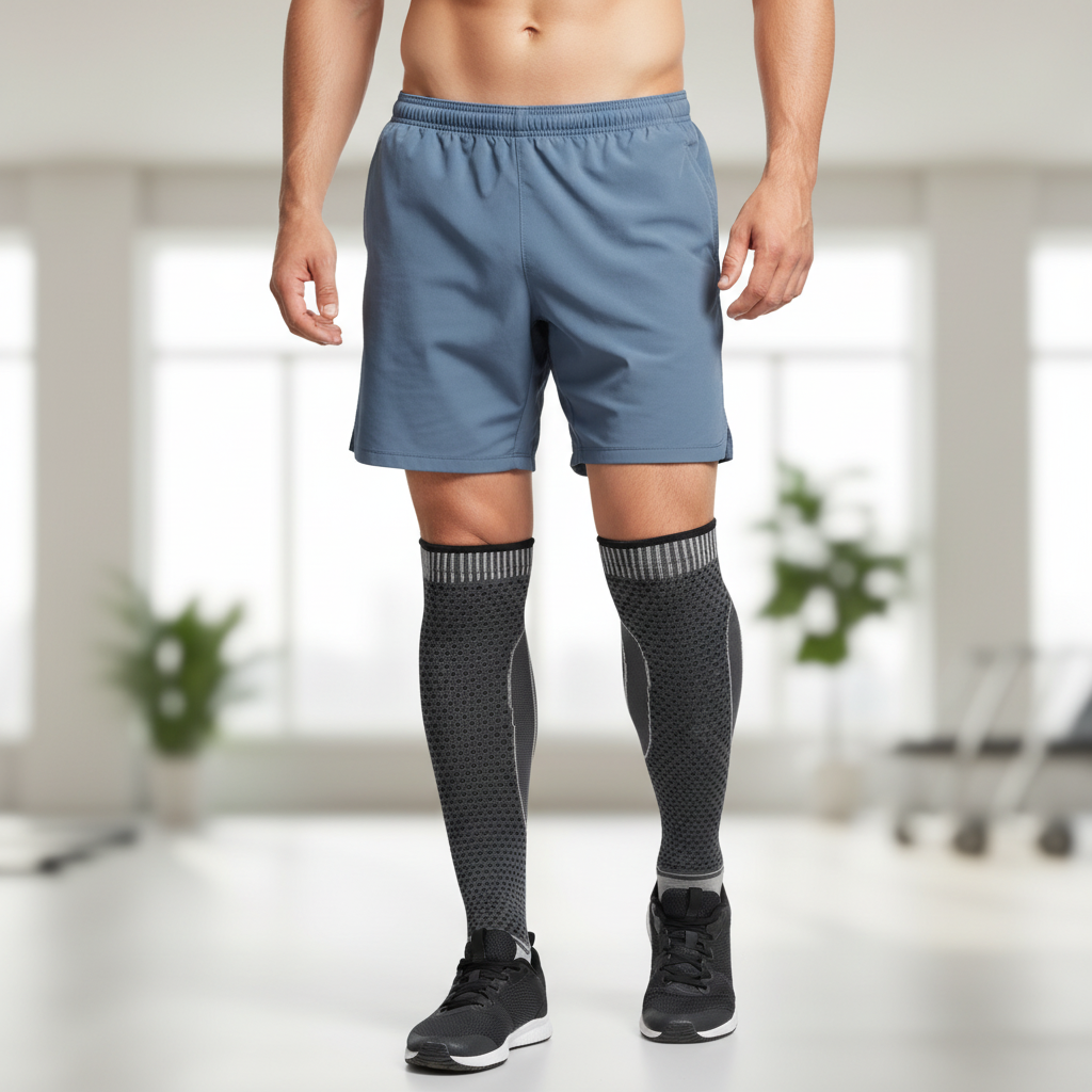 Graduated calf compression sleeve breathable with open heel
