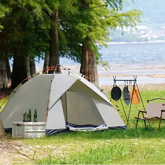 Automatic pop-up camping tent 3-4 person with dual-layer sun protection
