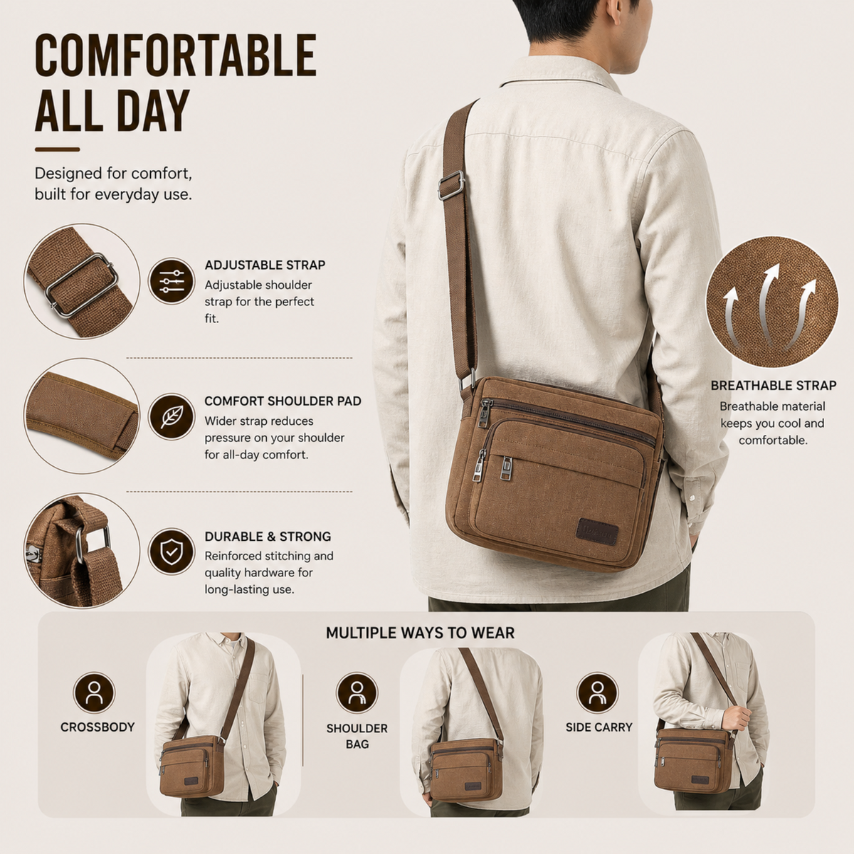 Celrien | Canvas Crossbody Messenger Bag