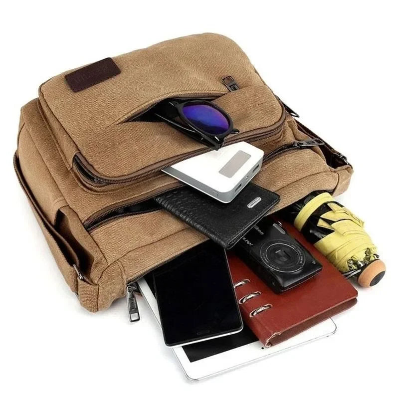 Canvas crossbody sling messenger bag with adjustable strap