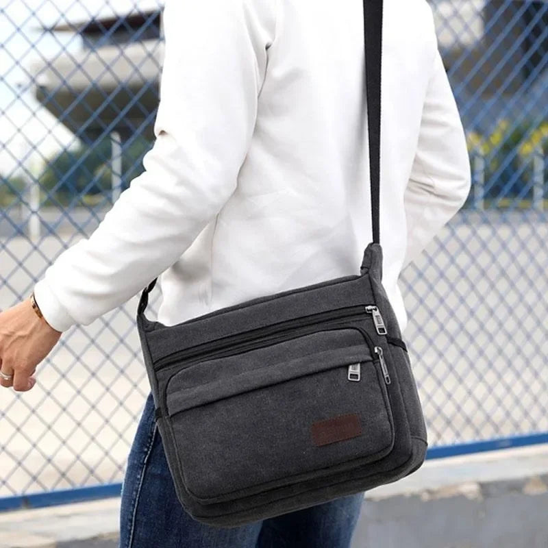 Canvas crossbody sling messenger bag with adjustable strap