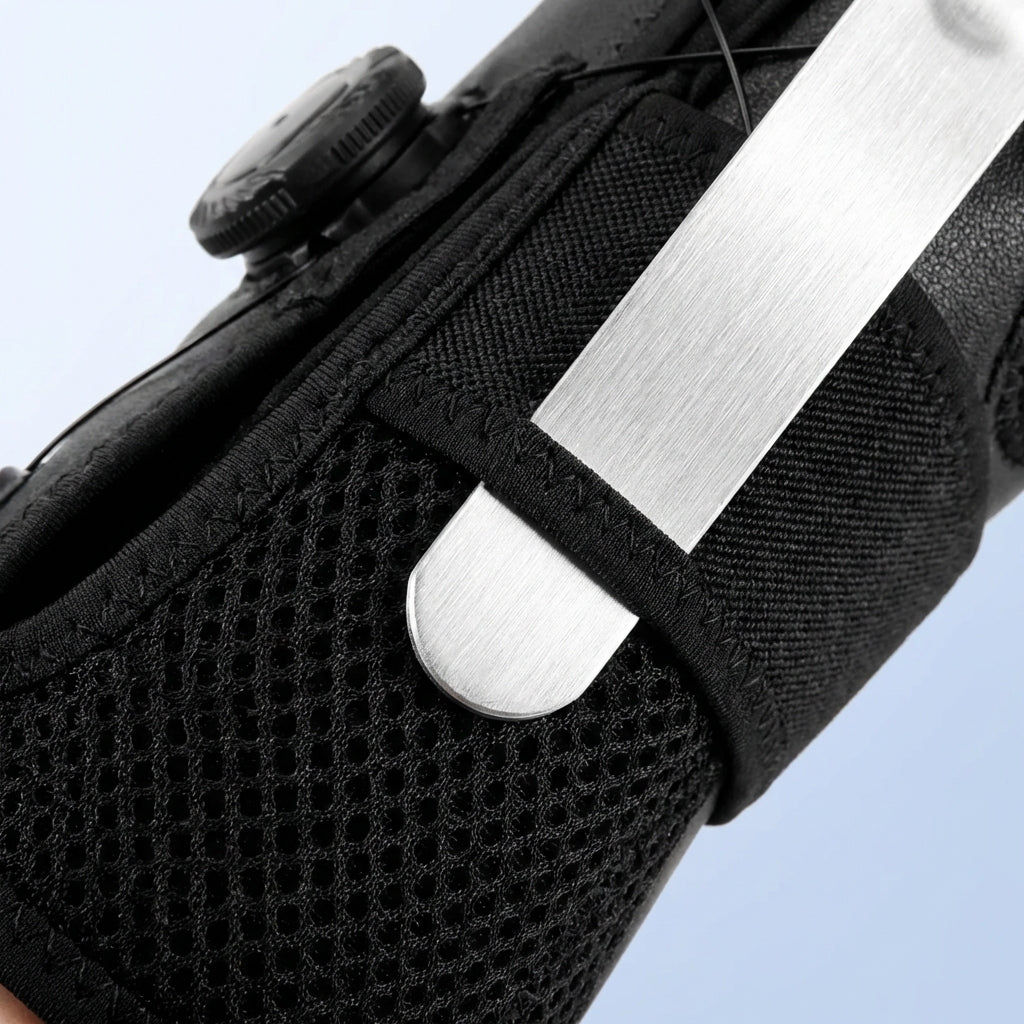 Adjustable wrist stabilizer brace with rigid splint and dial tensioning