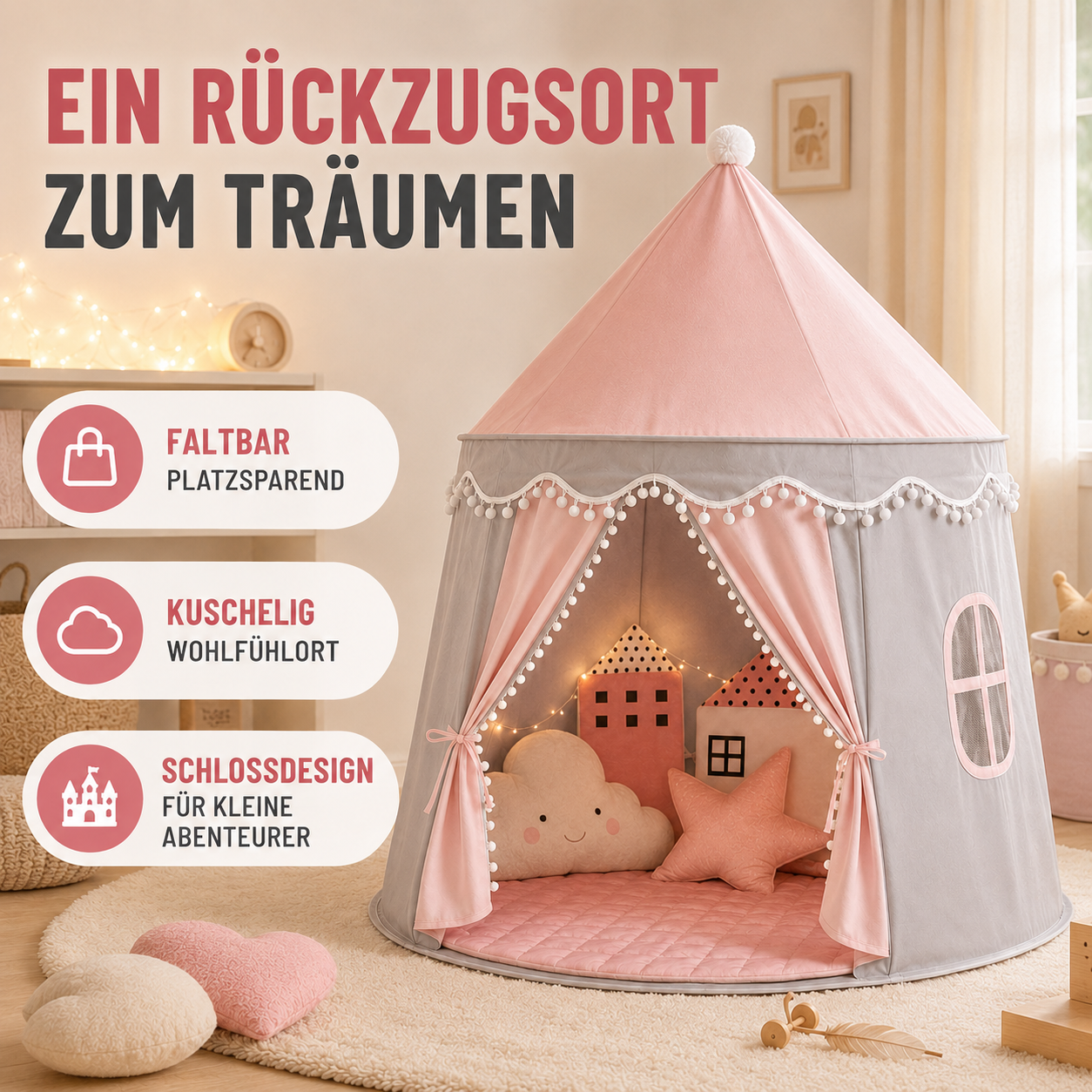 Celrien | CastleNook Foldable Kids Play Tent