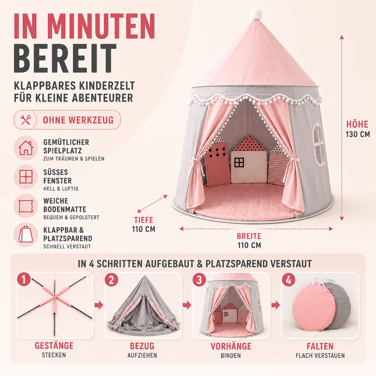 Celrien | CastleNook Foldable Kids Play Tent