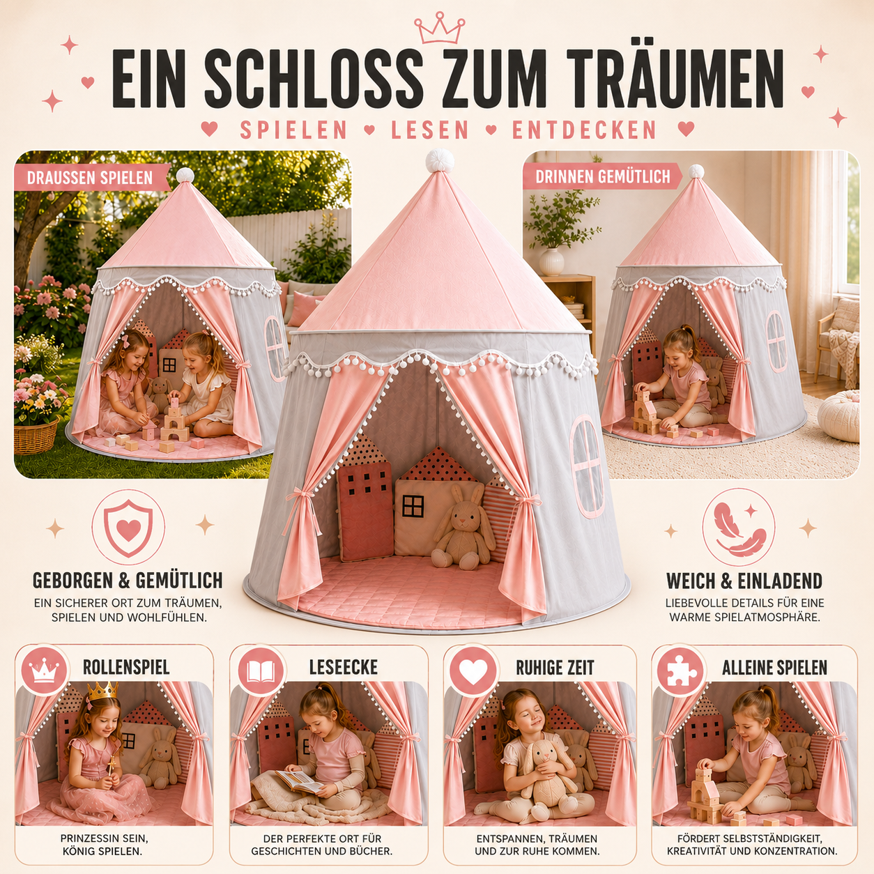 Celrien | CastleNook Foldable Kids Play Tent