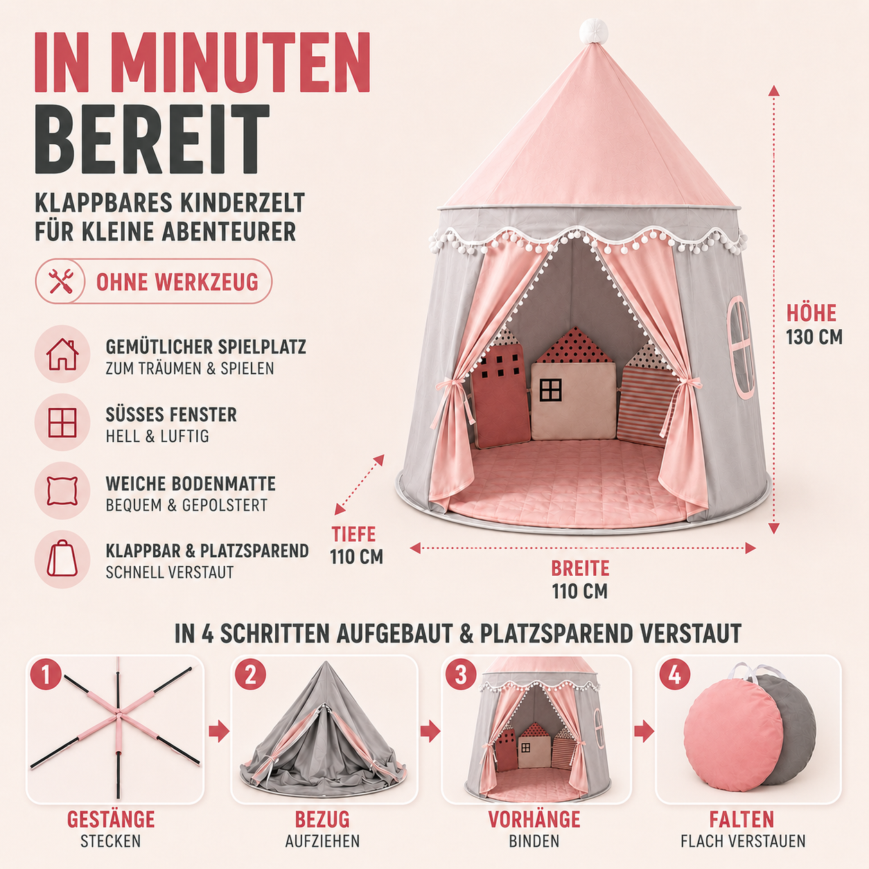 Celrien | CastleNook Foldable Kids Play Tent