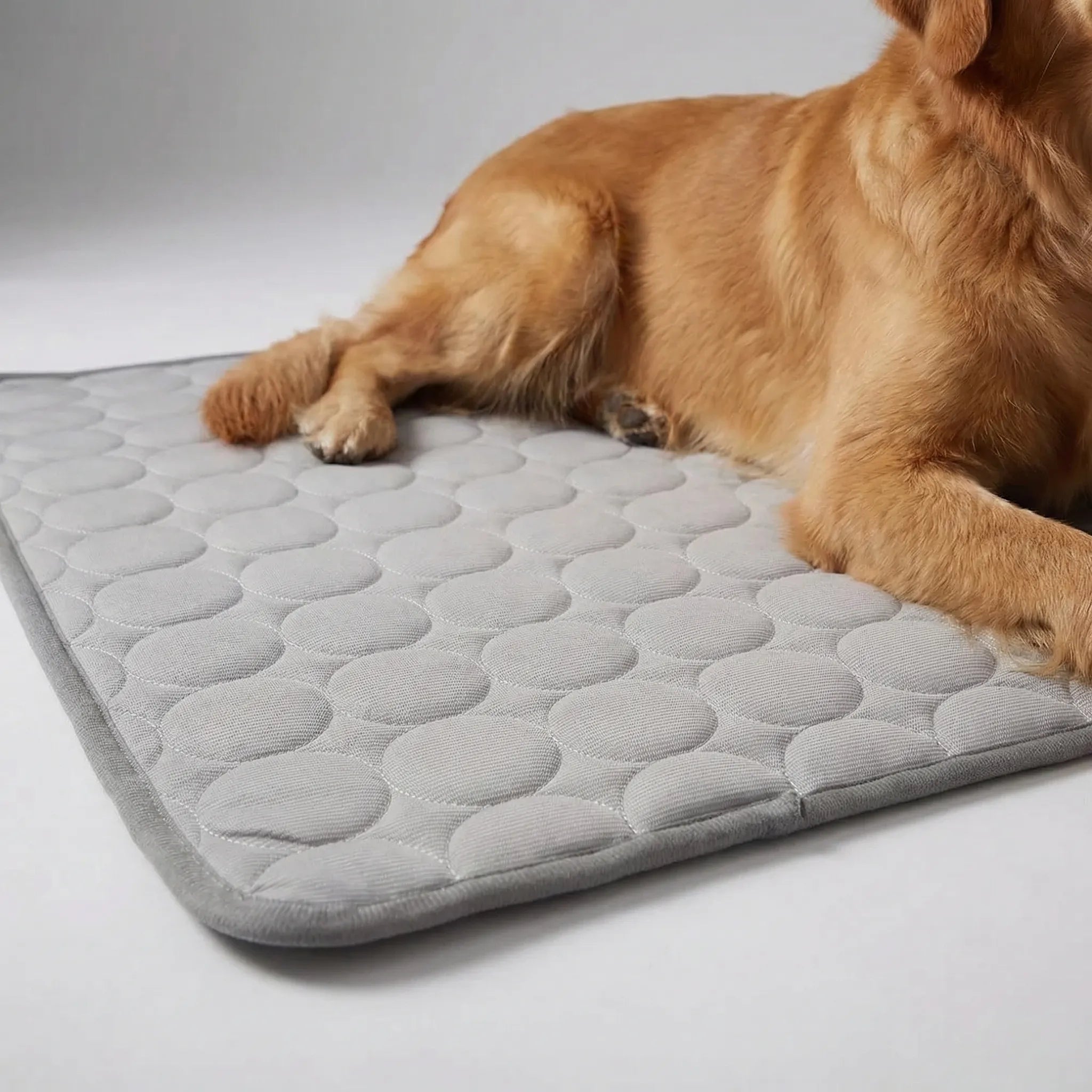 Quilted cooling mat for dogs and cats with breathable pebble-pattern surface