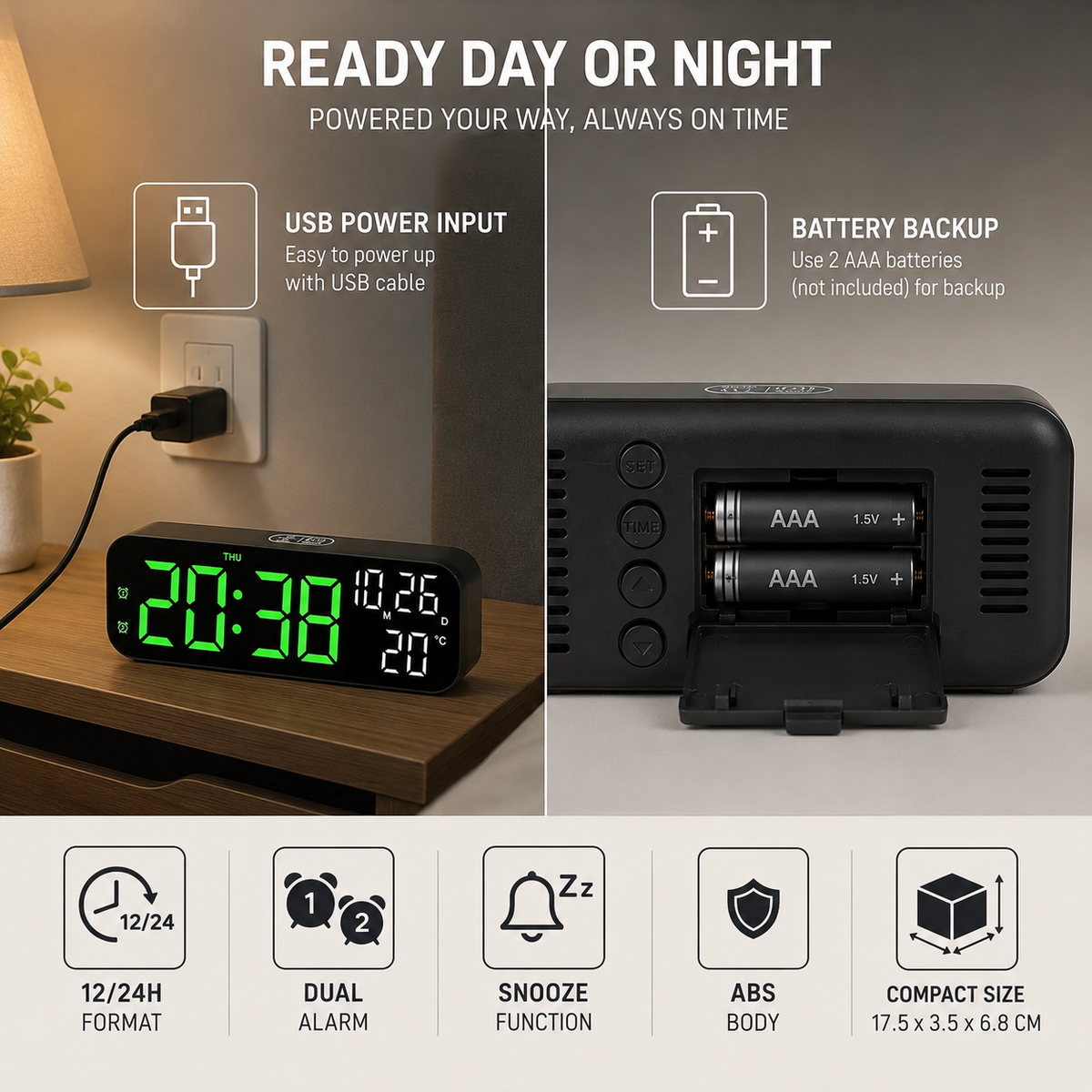 Celrien | Chronivy Digital LED Tabletop Clock