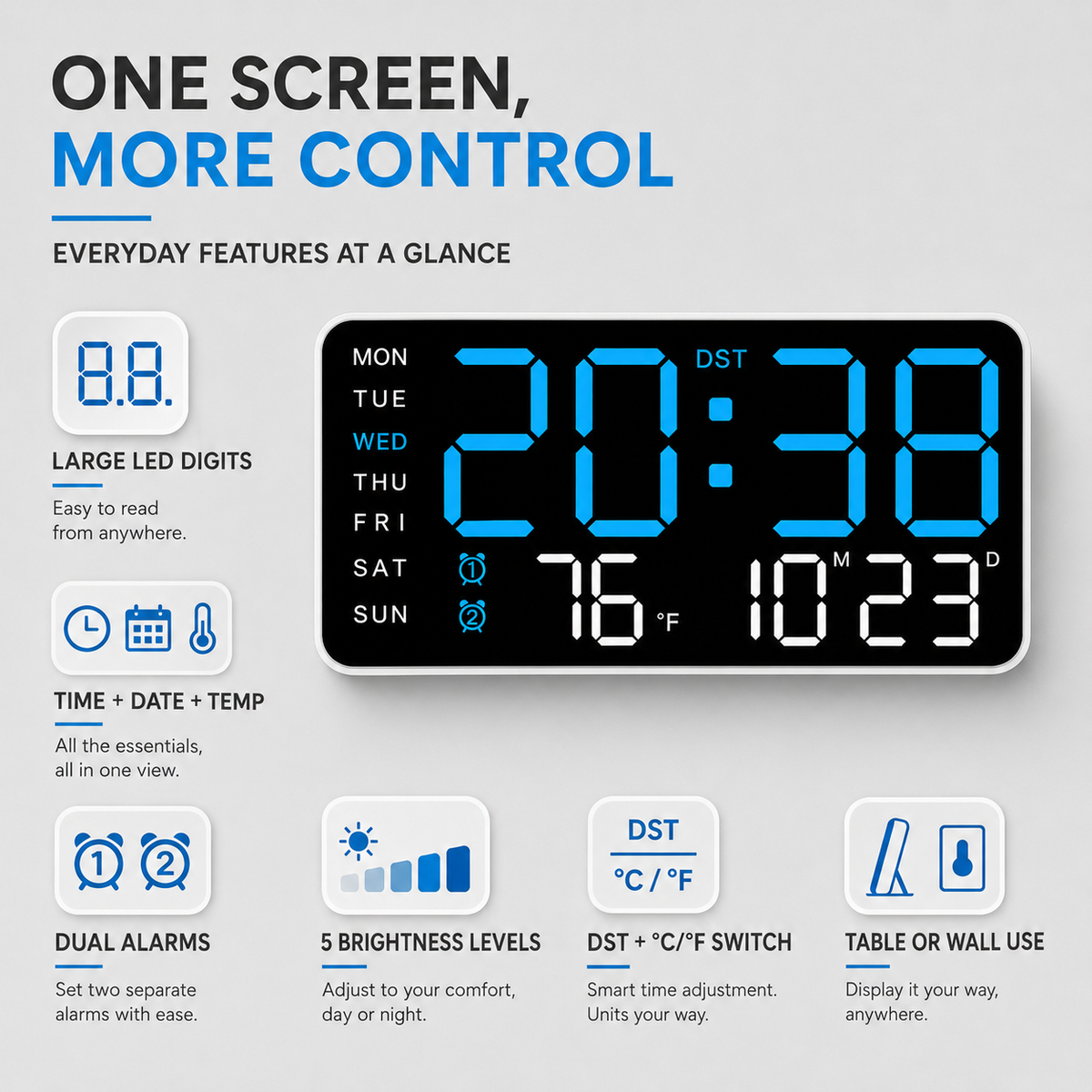 Celrien | ChronoVista Large Intelligent Digital Clock