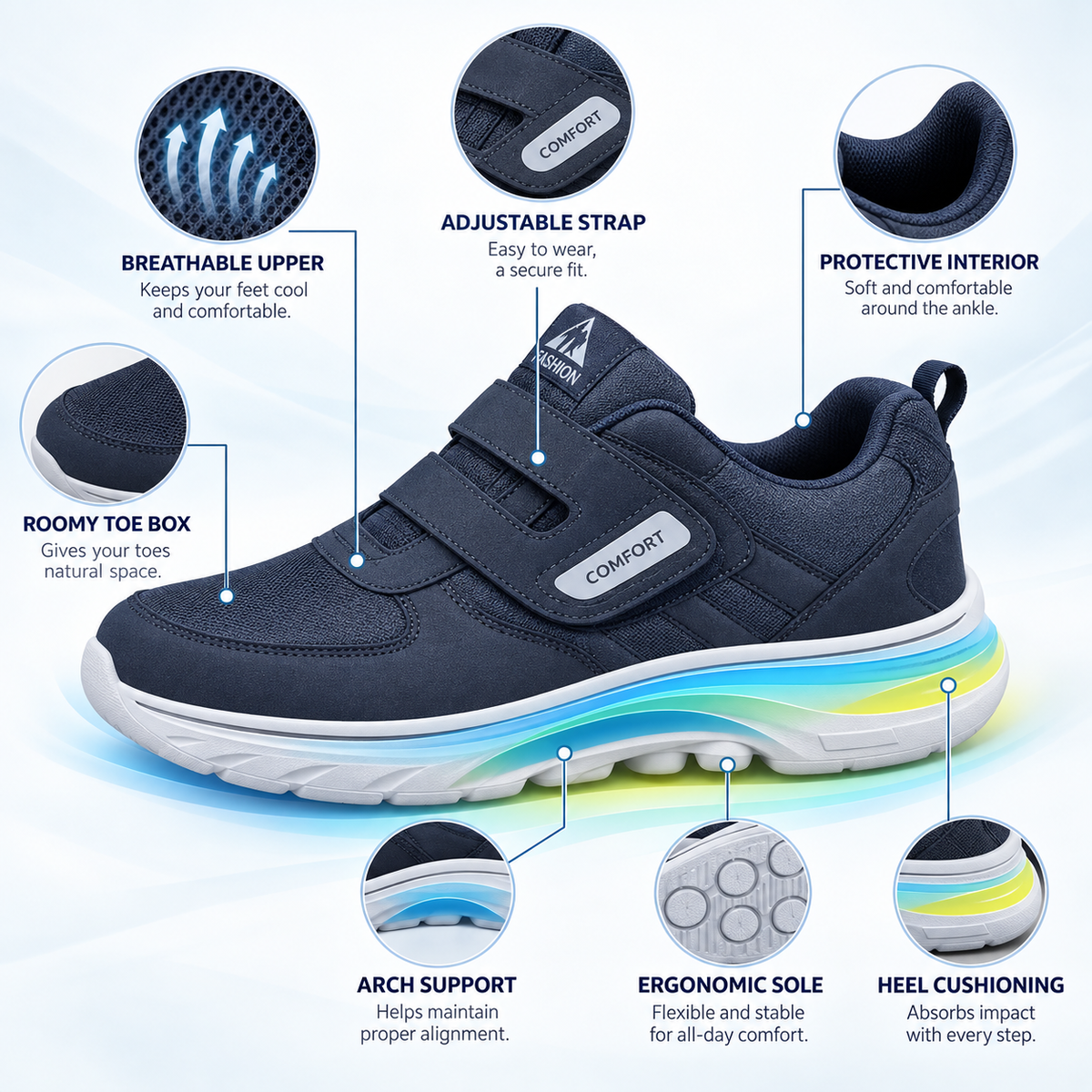 Celrien | Comfortrek Wide-Fit Adjustable Walking Sneaker