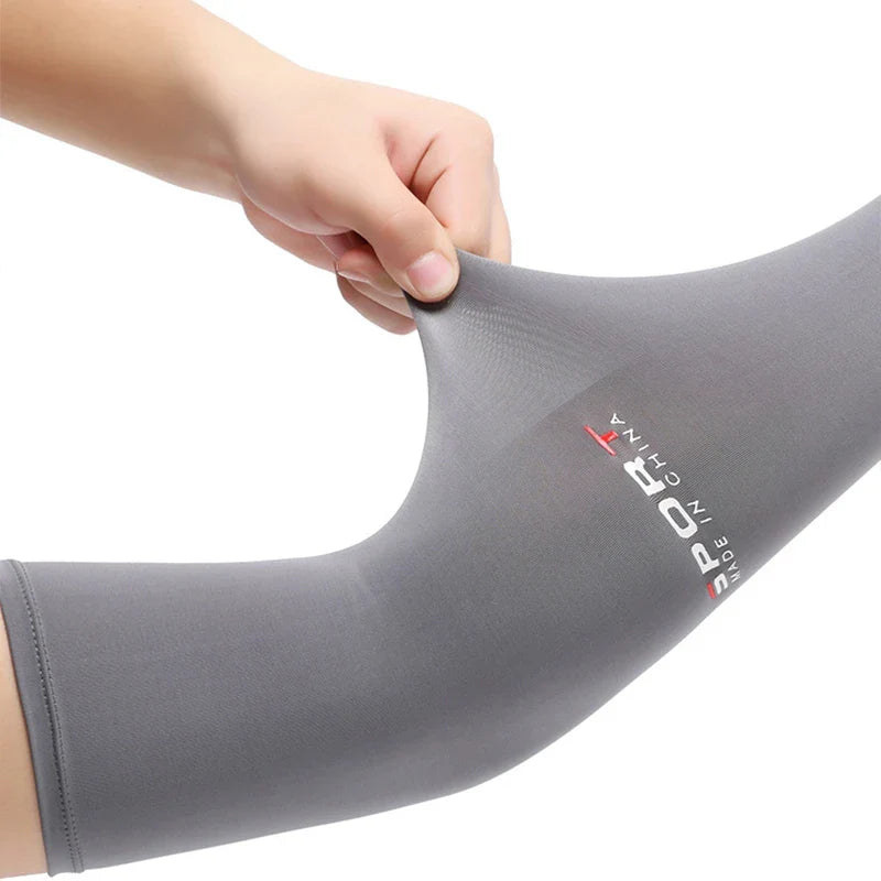 Cooling arm sleeves with UPF sun protection and half-finger design