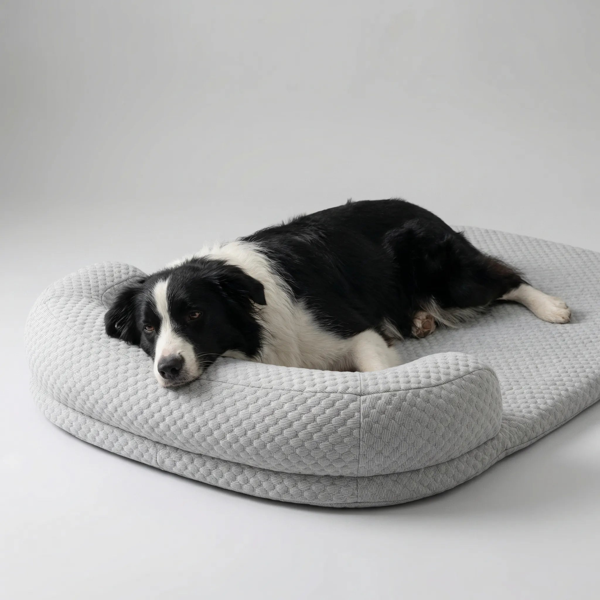Cooling pet bed with foam base, removable washable cover and bolster headrest