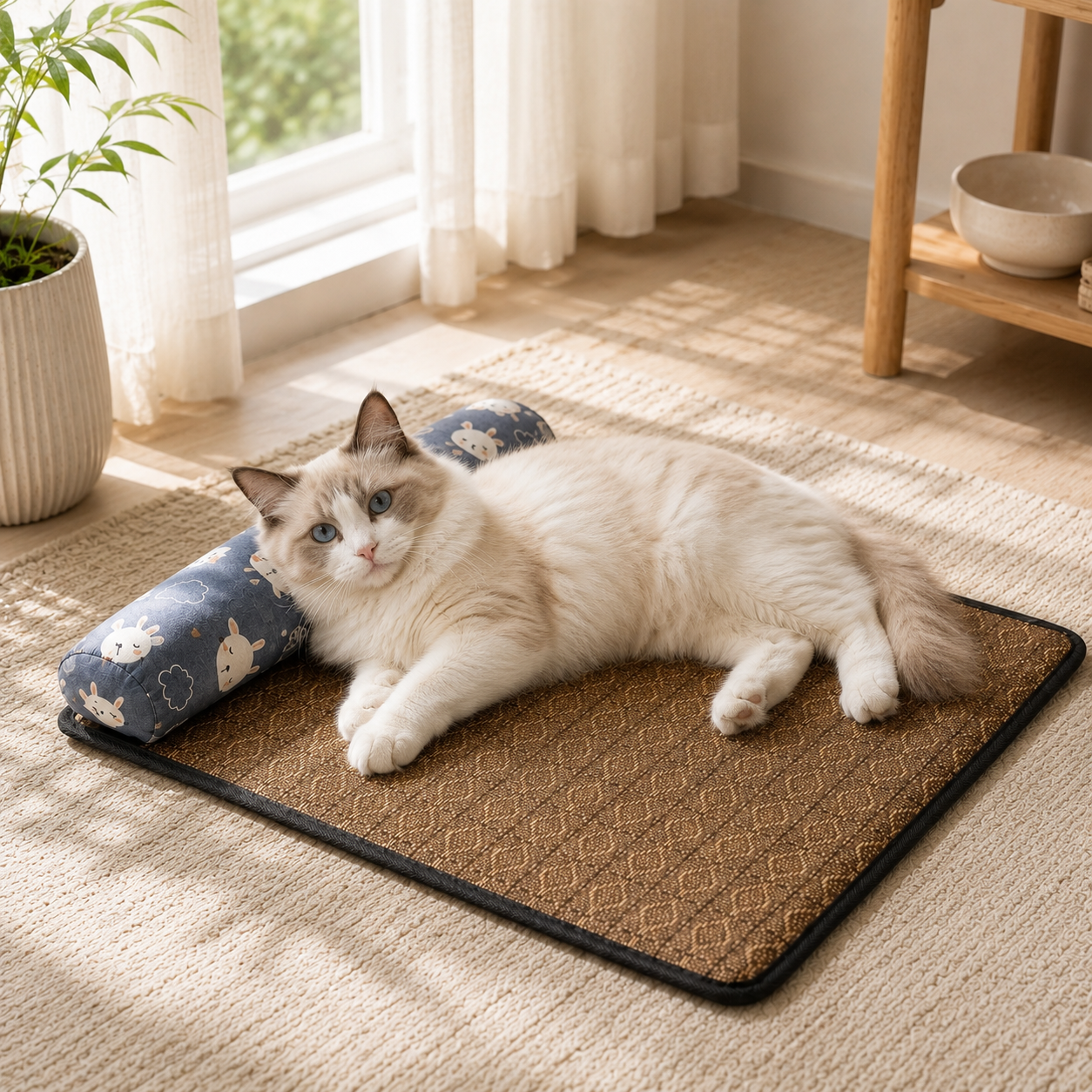 Celrien | Coolweave Woven Rattan Cooling Mat With Pillow