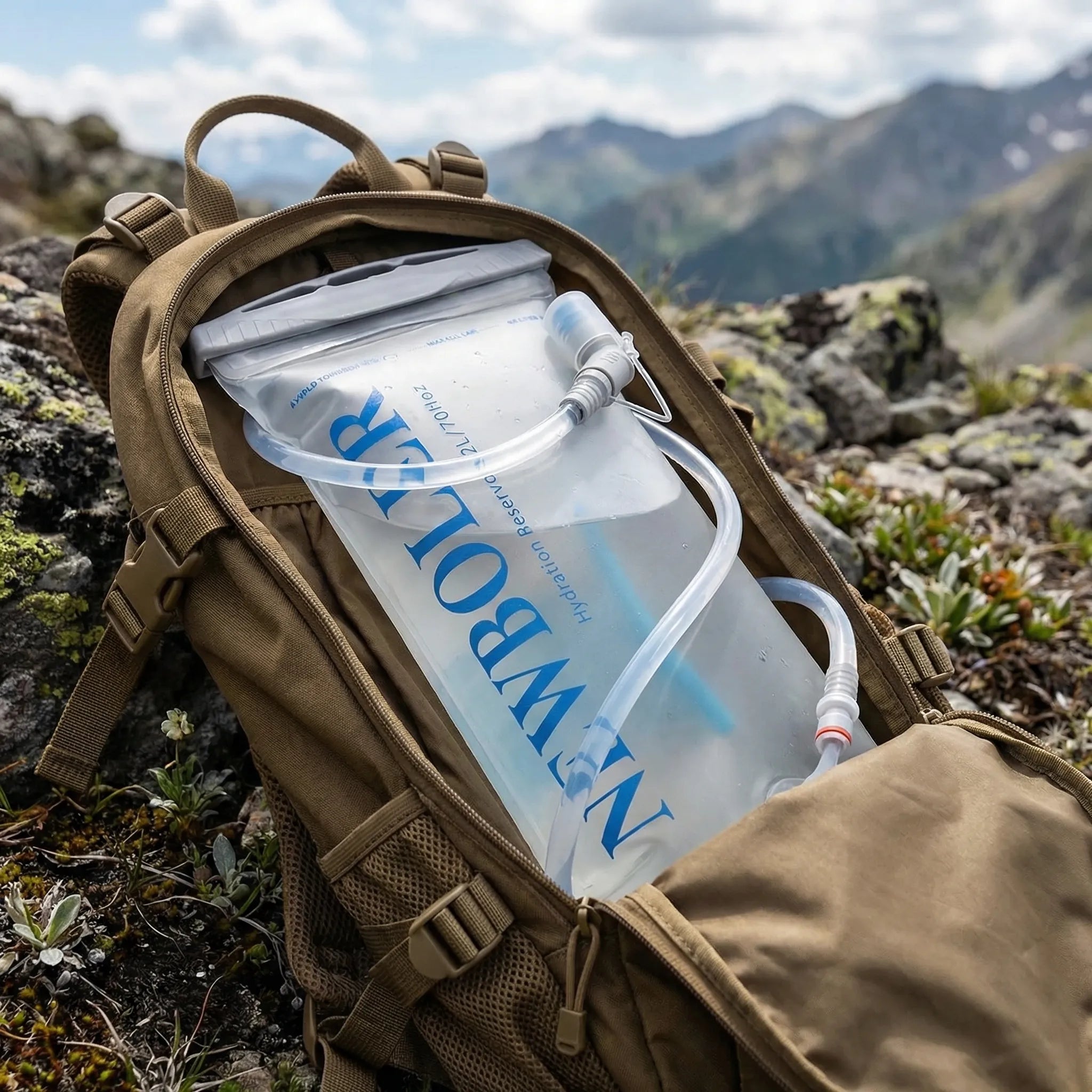 Portable hydration reservoir with flexible drinking tube and bite valve