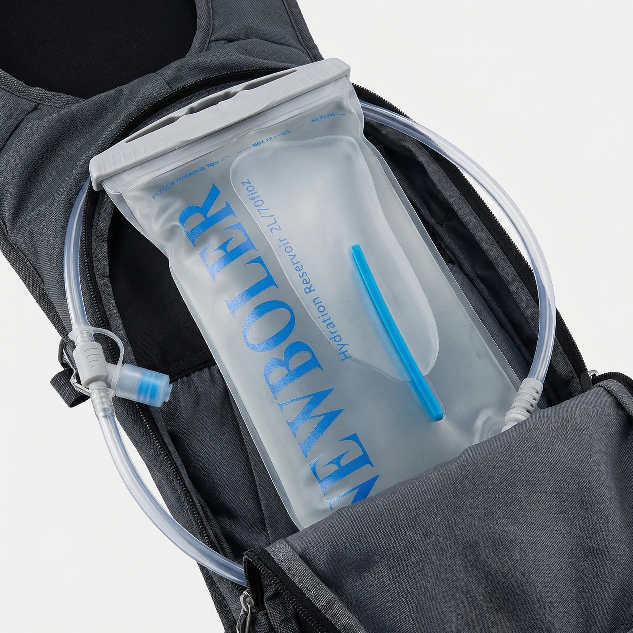 Portable hydration reservoir with flexible drinking tube and bite valve