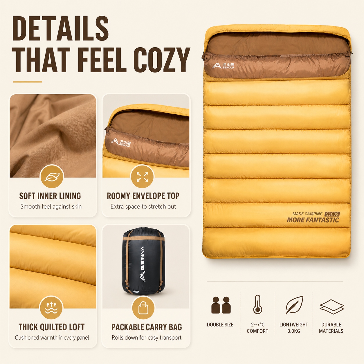 Celrien | Duosleep Double Envelope Sleeping Bag
