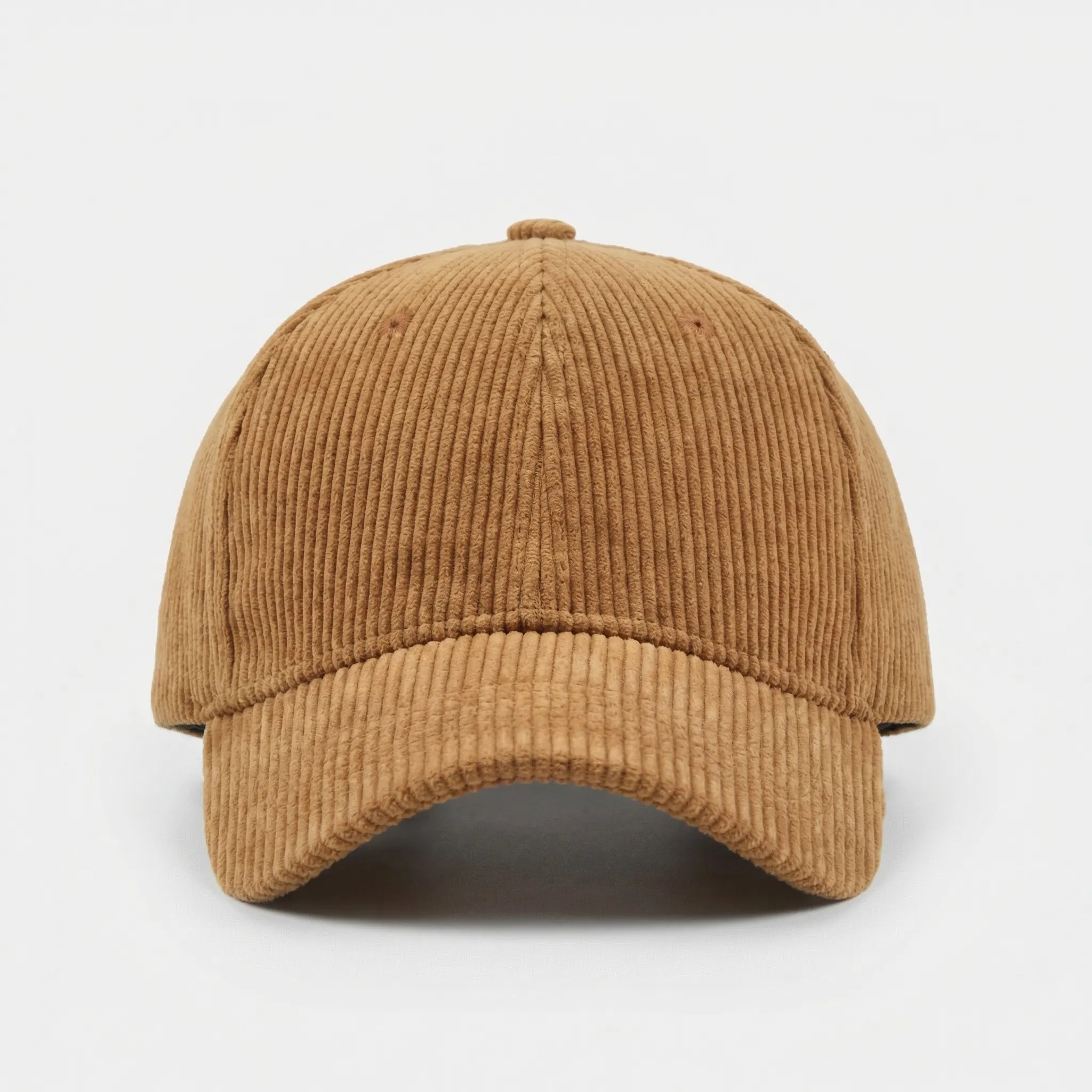 Corduroy baseball cap with curved brim and structured crown