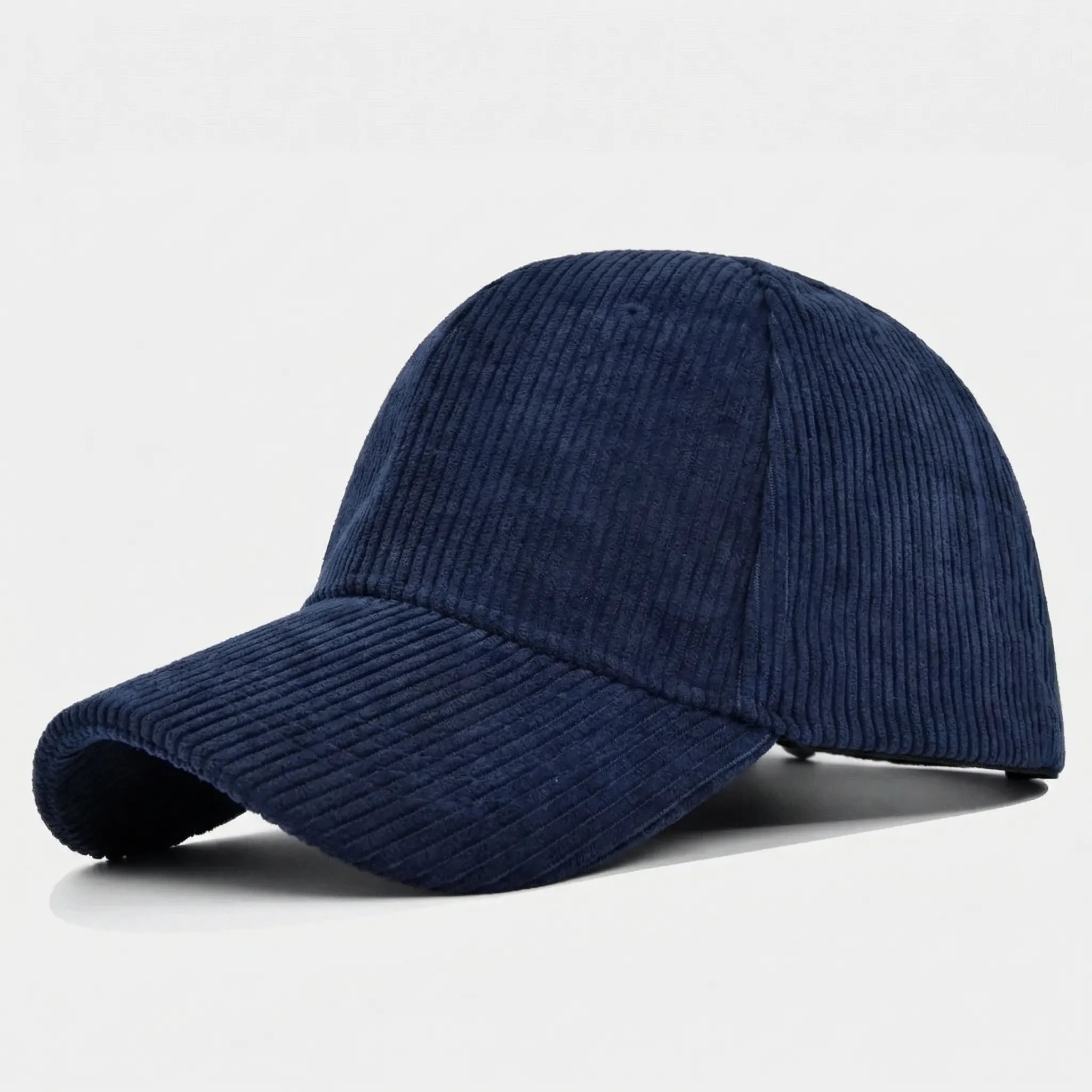 Corduroy baseball cap with curved brim and structured crown