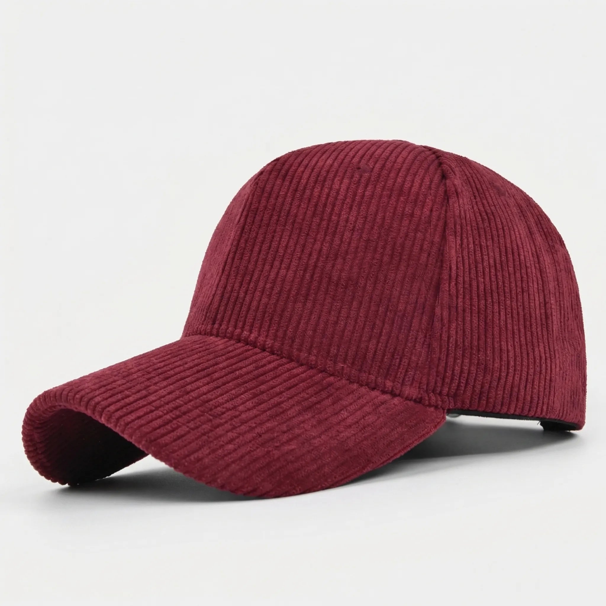 Corduroy baseball cap with curved brim and structured crown