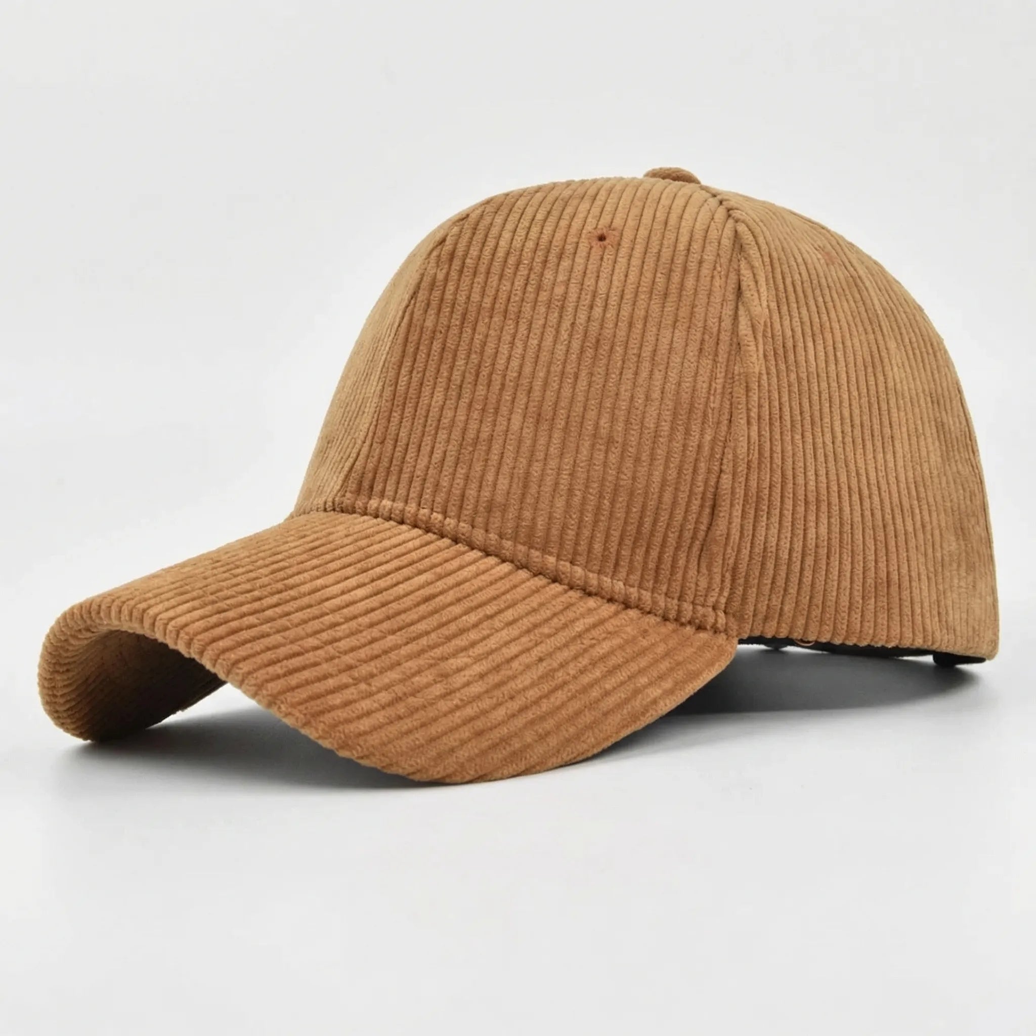 Corduroy baseball cap with curved brim and structured crown