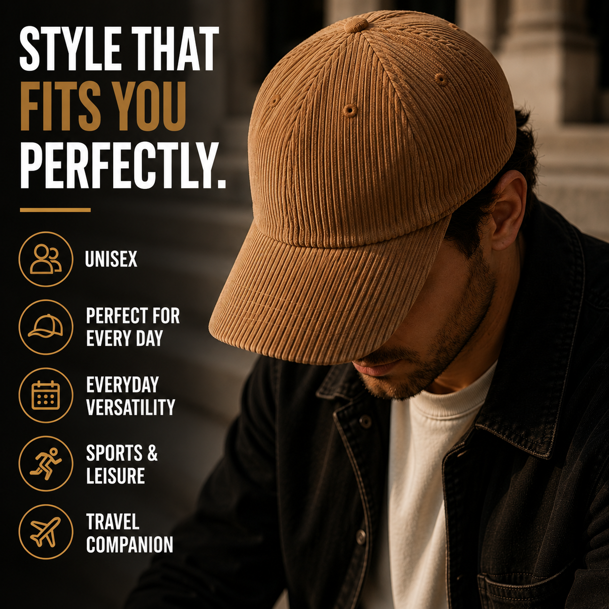 Celrien | Duxton Curved Brim Corduroy Baseball Cap