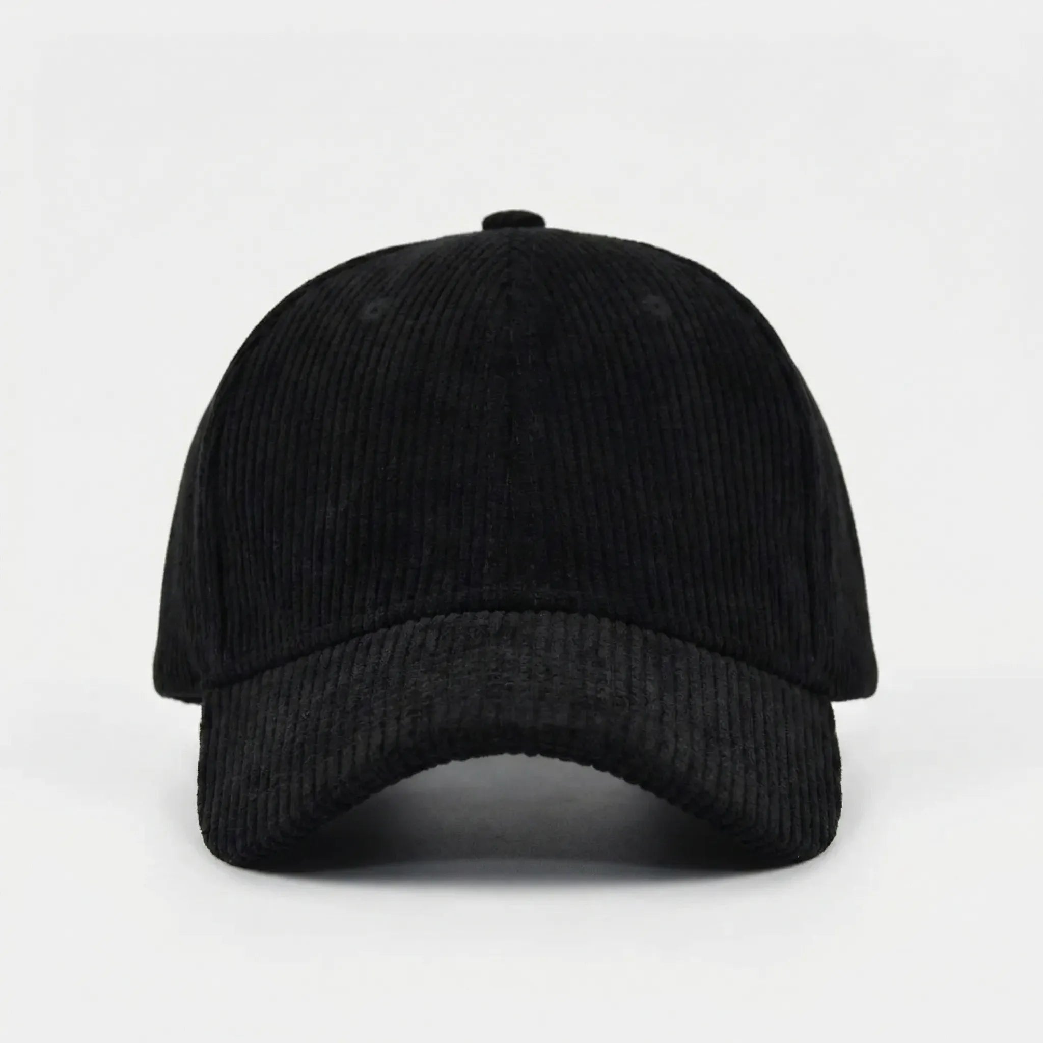 Corduroy baseball cap with curved brim and structured crown