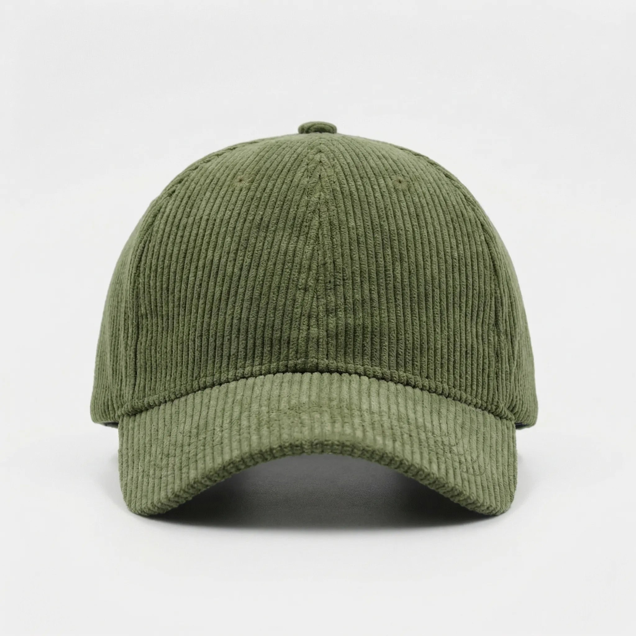 Corduroy baseball cap with curved brim and structured crown