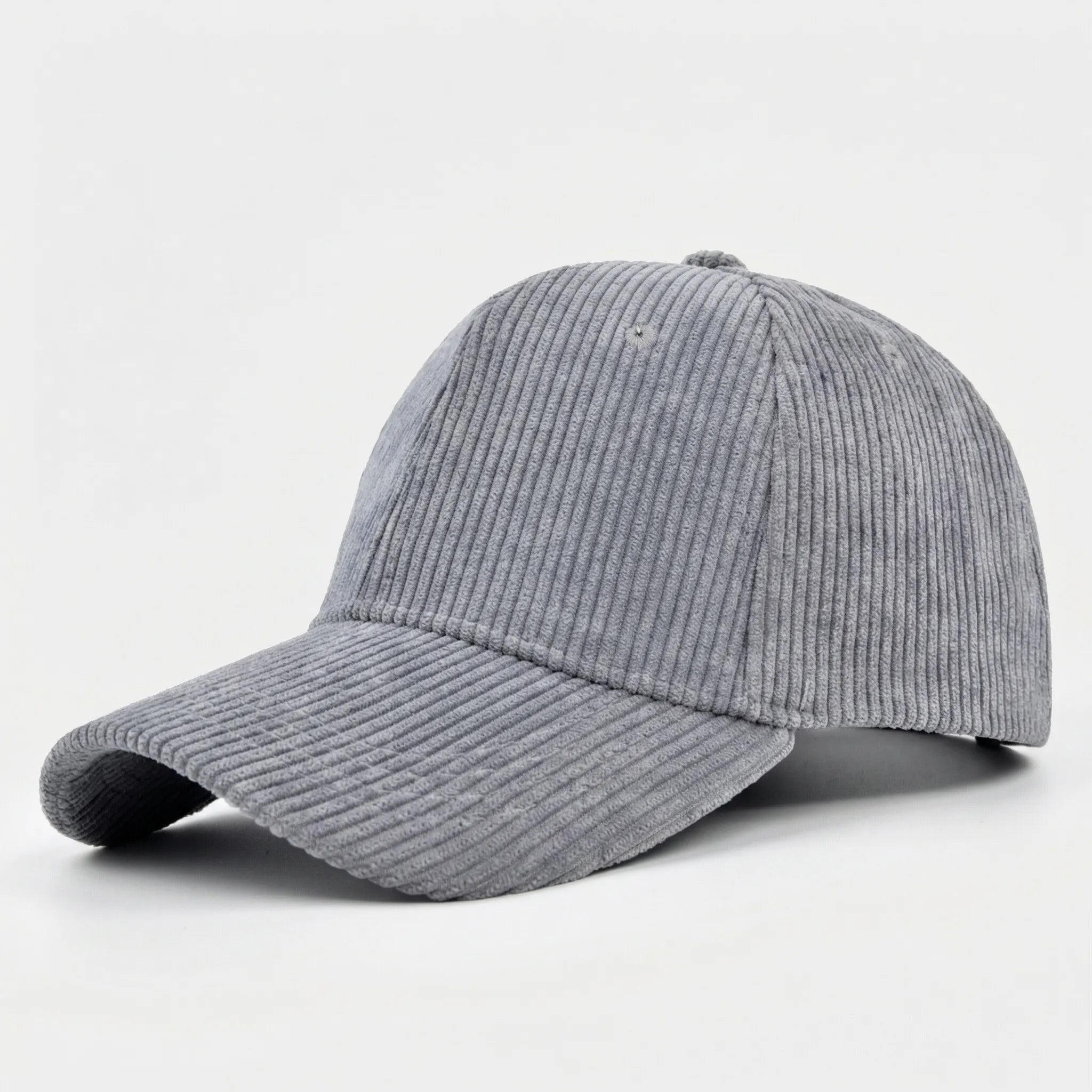 Corduroy baseball cap with curved brim and structured crown