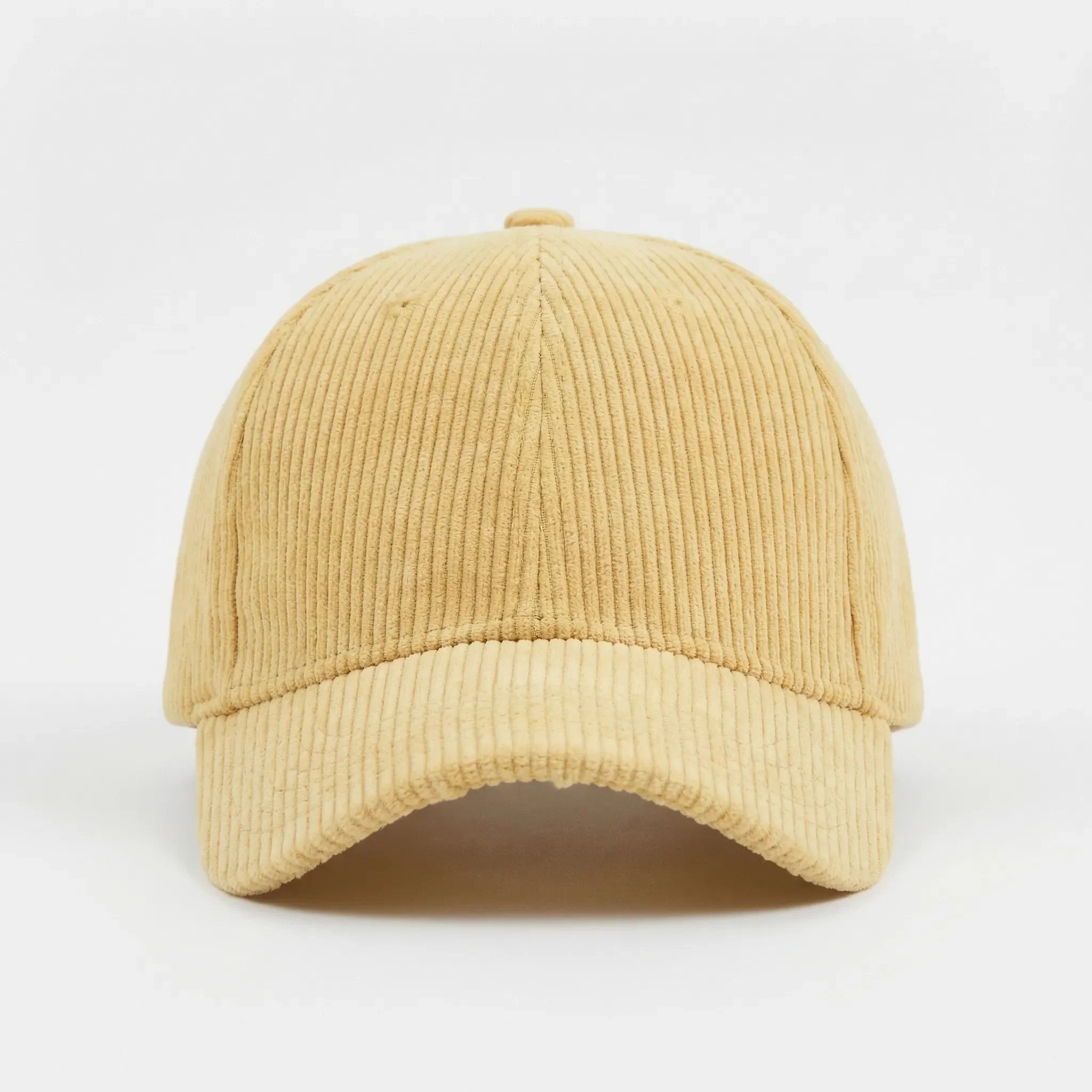 Corduroy baseball cap with curved brim and structured crown