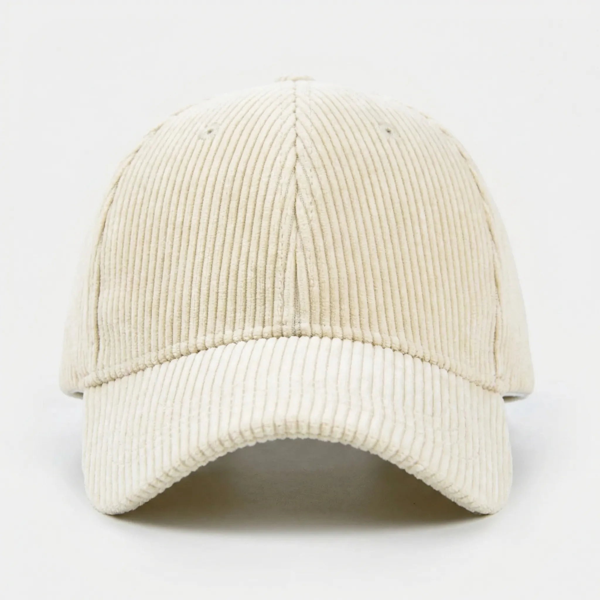 Corduroy baseball cap with curved brim and structured crown