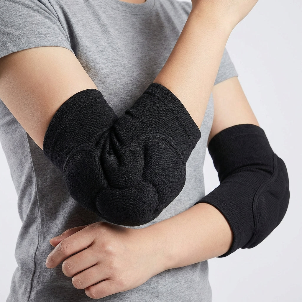 Elastic padded elbow sleeve with impact protection for sports