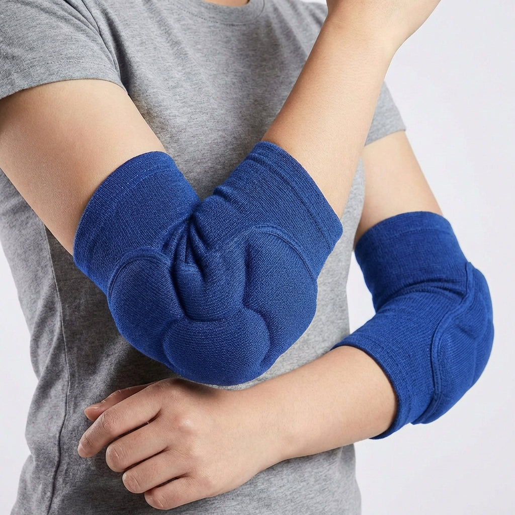 Elastic padded elbow sleeve with impact protection for sports