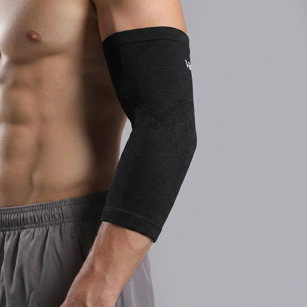 Lightweight compression elbow sleeve with breathable support for sports and recovery