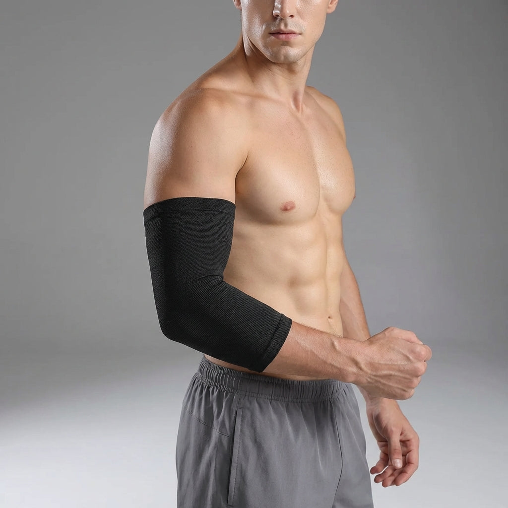 Lightweight compression elbow sleeve with breathable support for sports and recovery