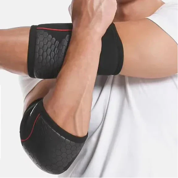 Compression elbow support brace for weightlifting and strength training