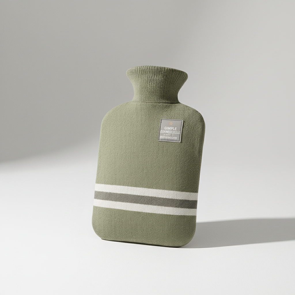 Extra large hot water bottle with soft knit cover for warmth and comfort